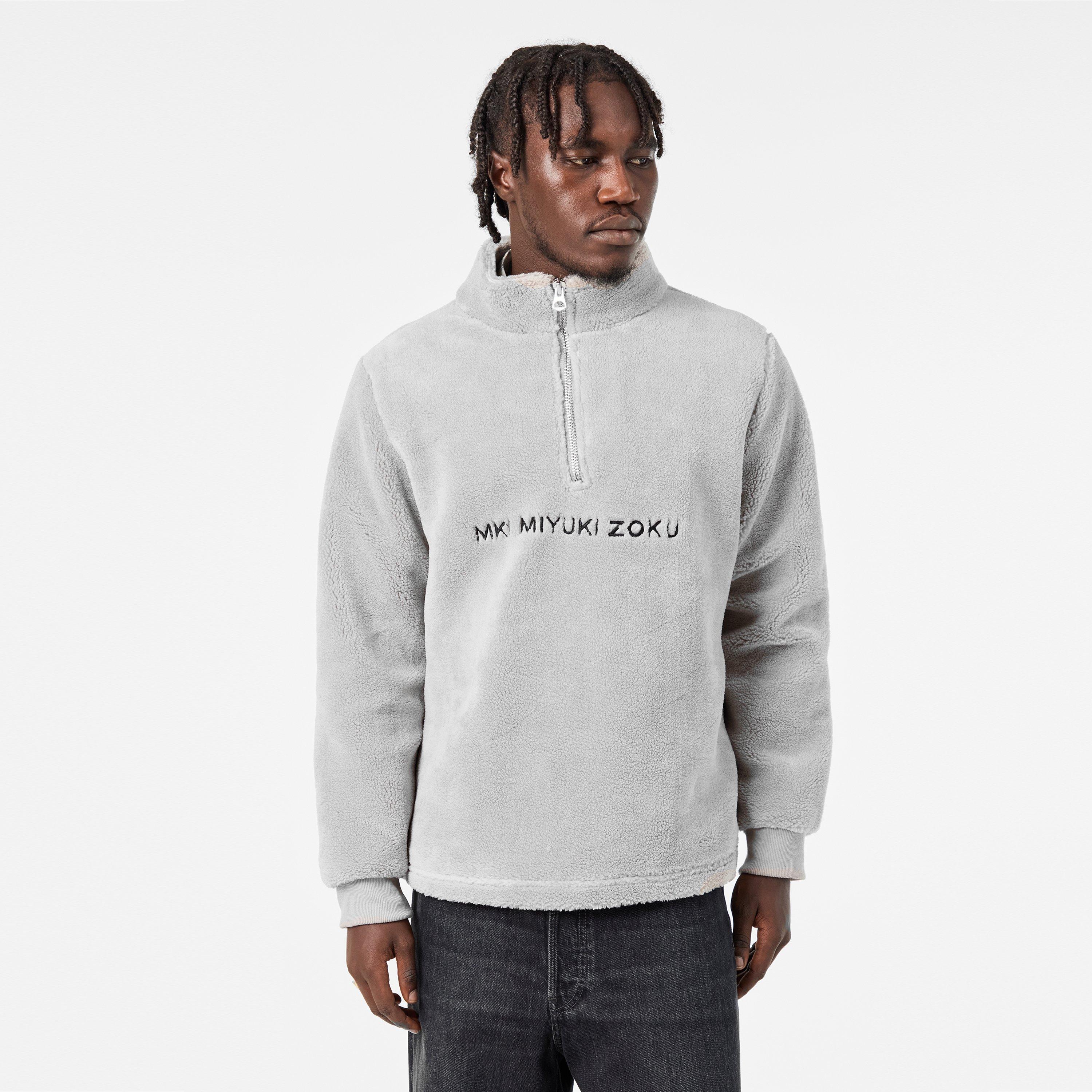 Grey - MKI MIYUKI ZOKU - Men's Sherpa Quarter-Zip Fleece - 3