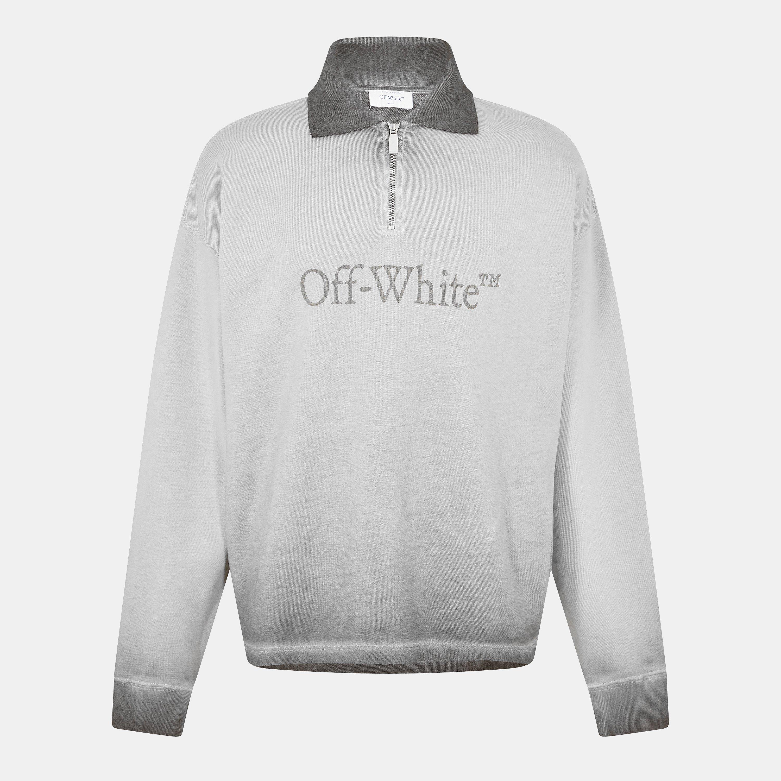 Black - Off White - Men's quarter Zip Fleece - 1