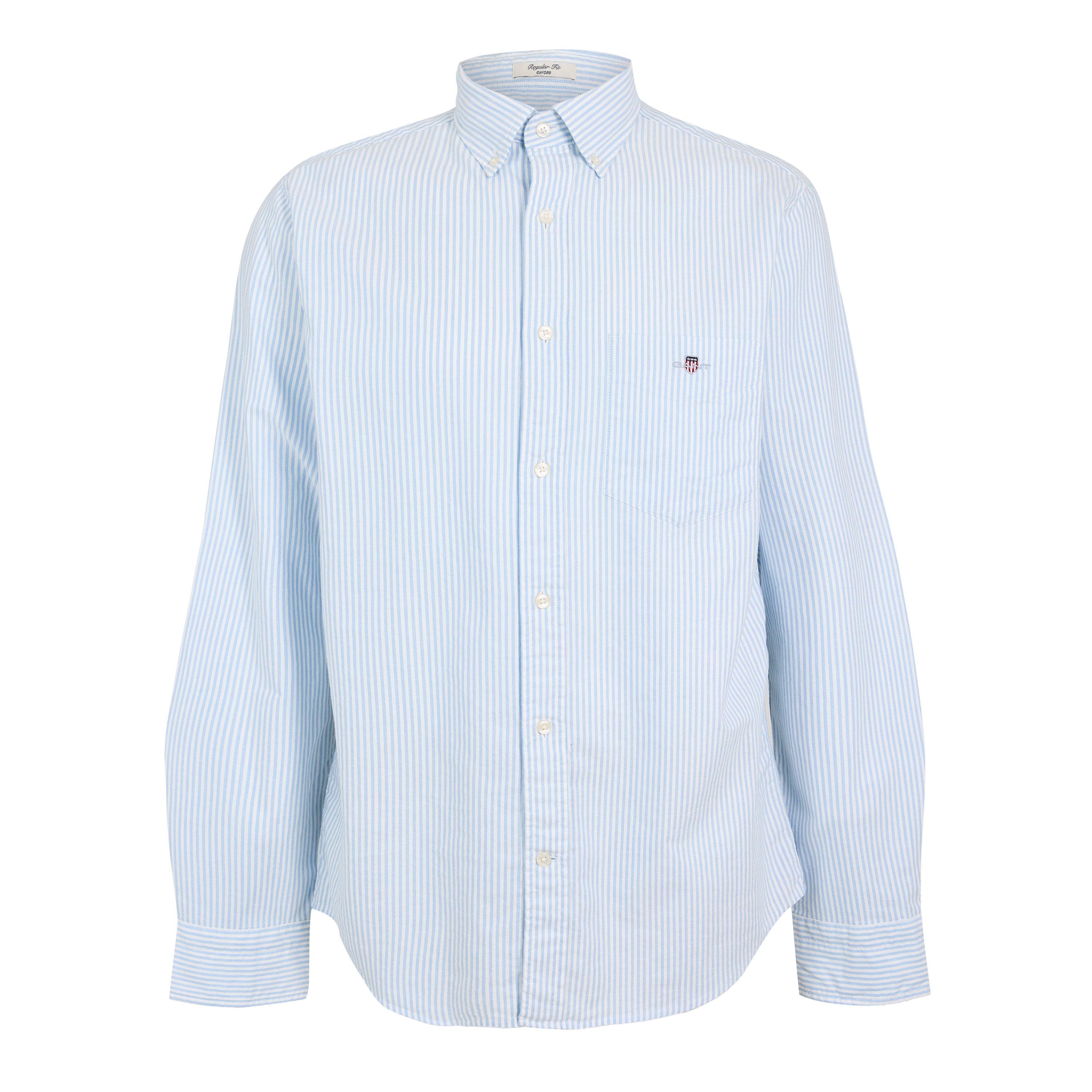 Light Blue 455 - Gant - Men's Stripe Long Sleeve Oxford Shirt - 1