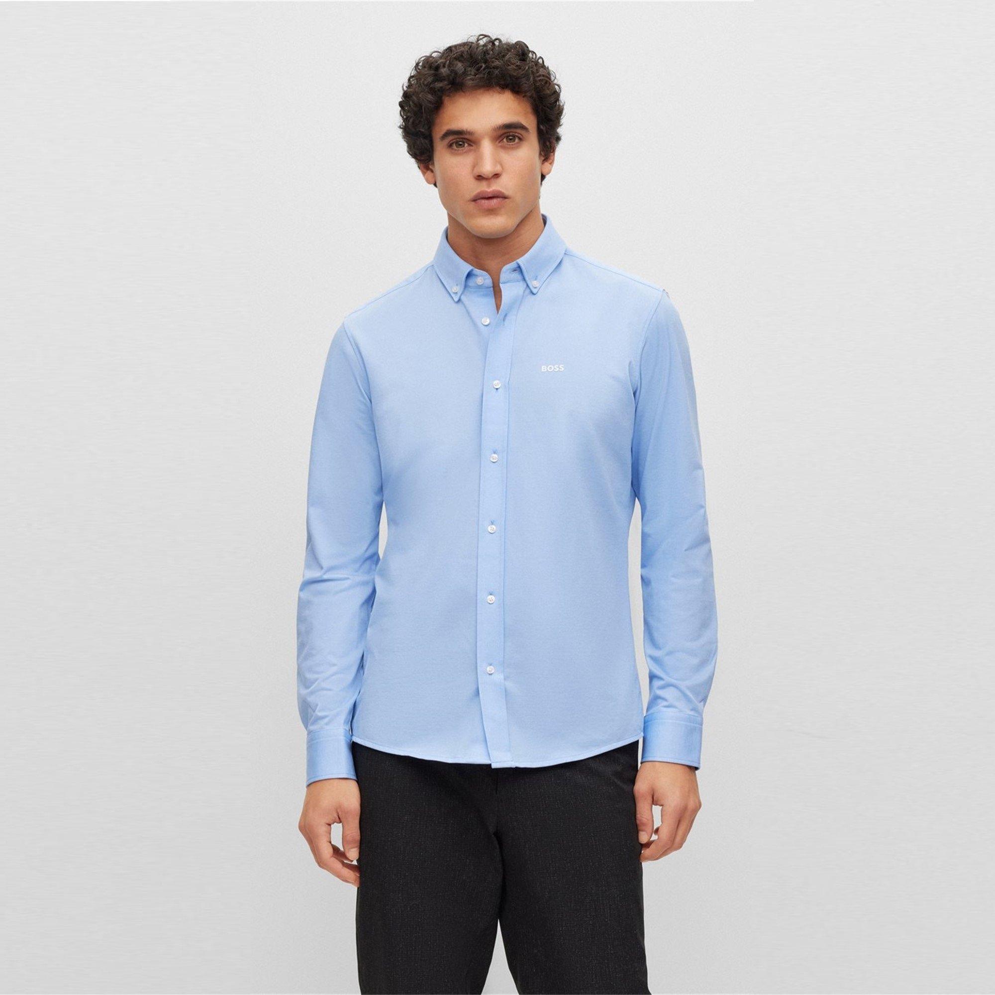 Pastel Blue - Boss - Men's Joe Long Sleeve Oxford Shirt - 2
