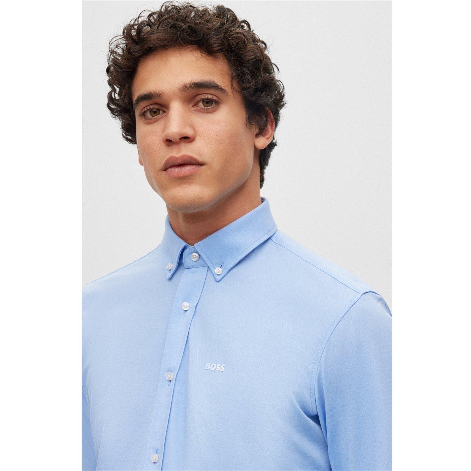 Pastel Blue - Boss - Men's Joe Long Sleeve Oxford Shirt - 5