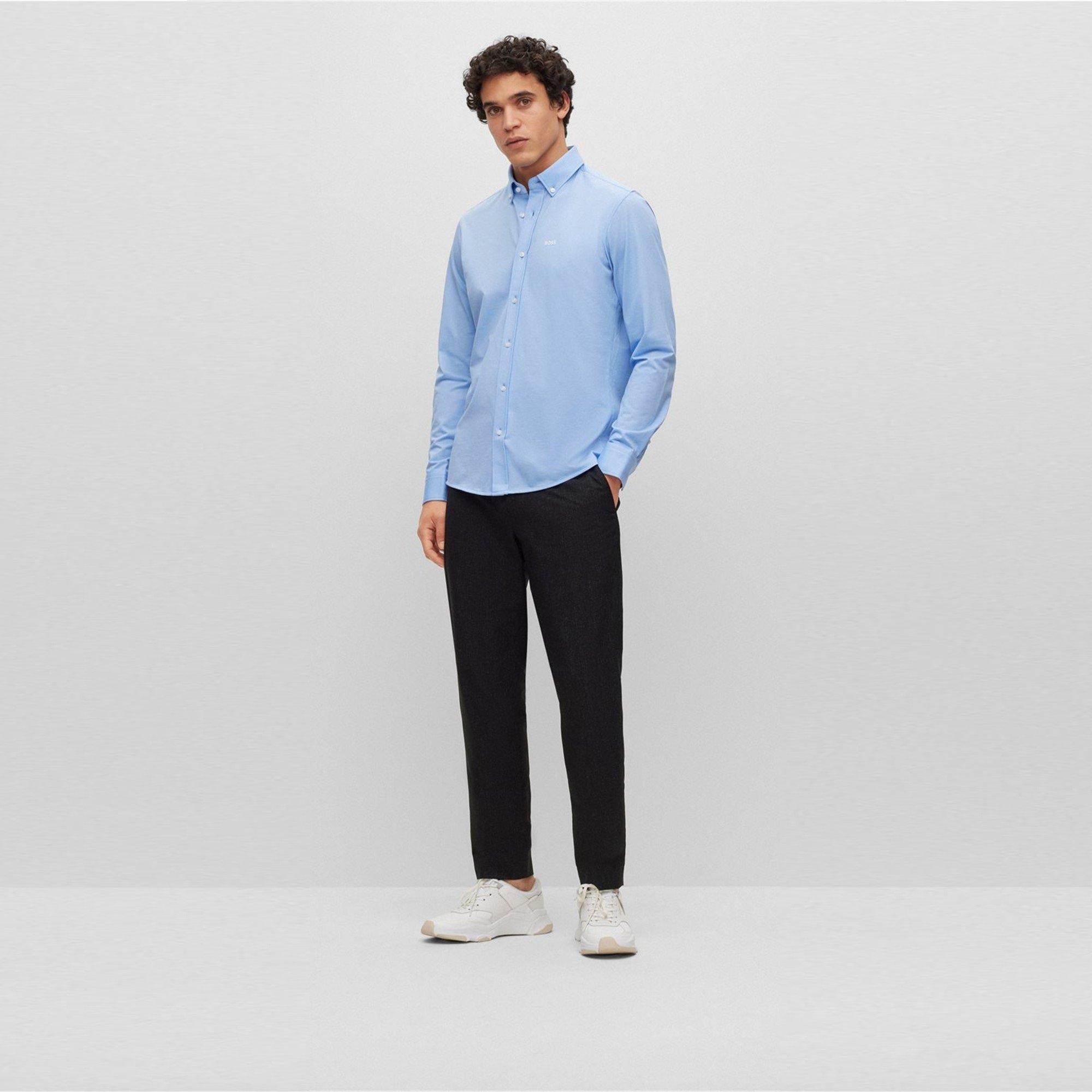 Pastel Blue - Boss - Men's Joe Long Sleeve Oxford Shirt - 6