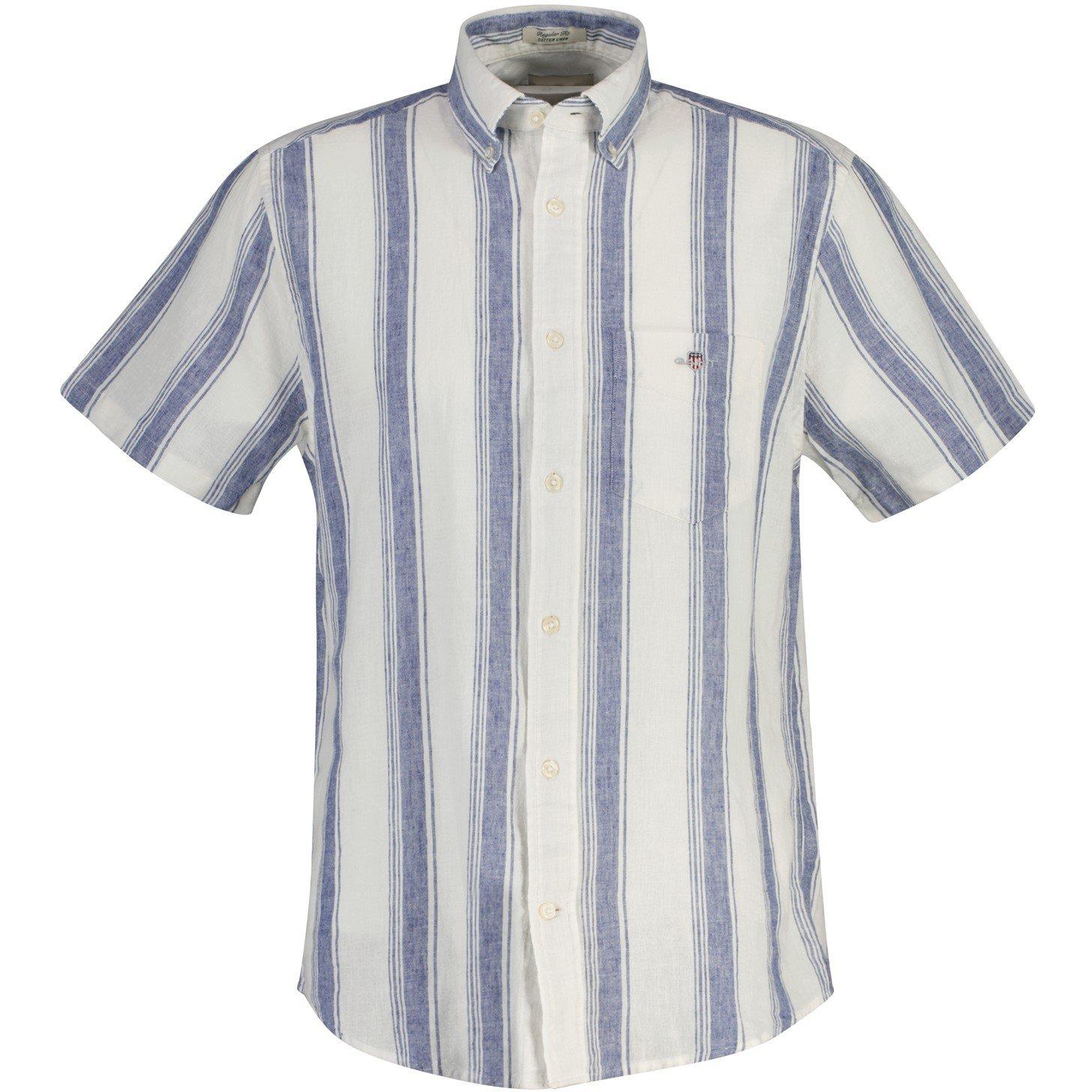 Vintge Blue 442 - Gant - Men's Patterned Short Sleeve Shirt - 1