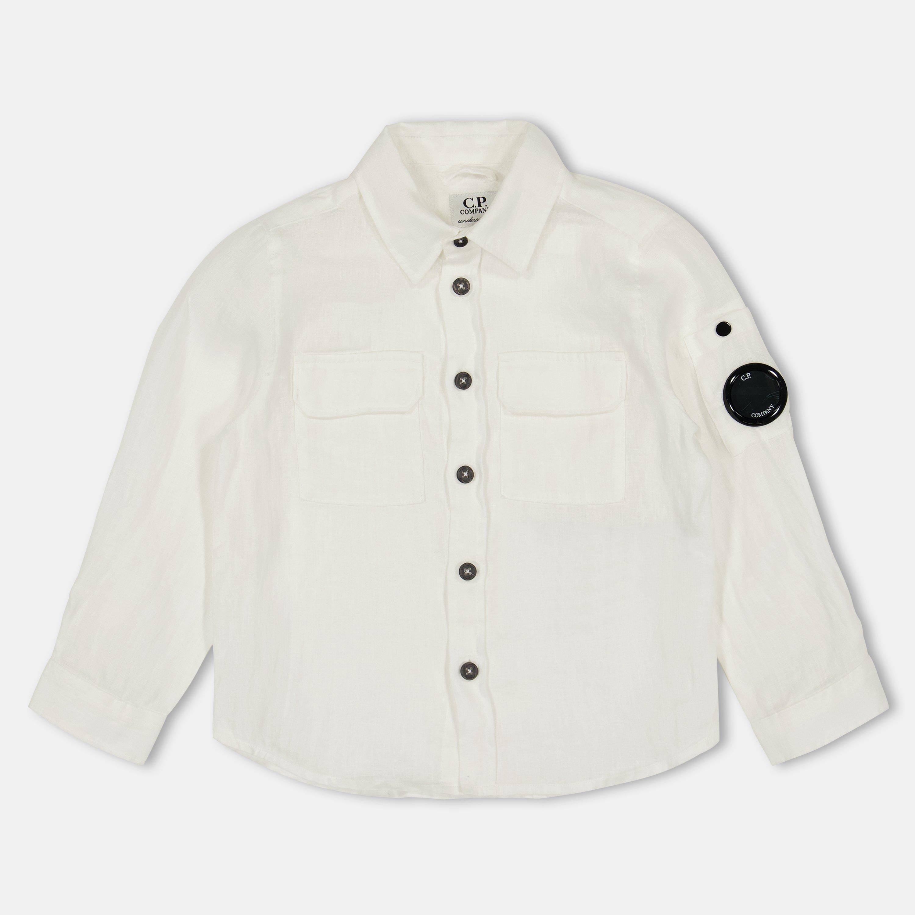 Cp Company Boys Kids' Lens Long Sleeve Shirt - Gz White 10135 - 14Y