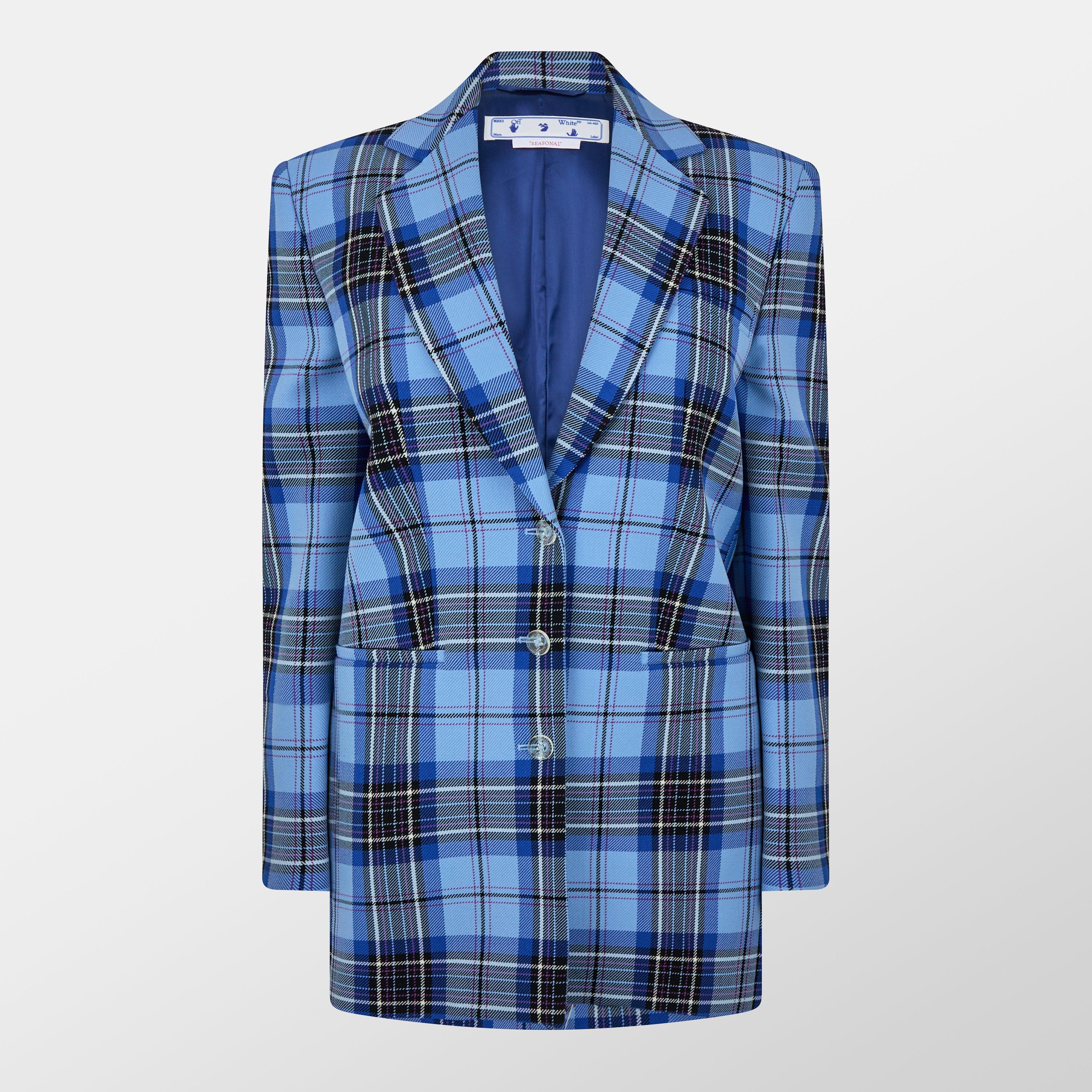 Blue/Black - Off White - Women's Suit Jacket - 1