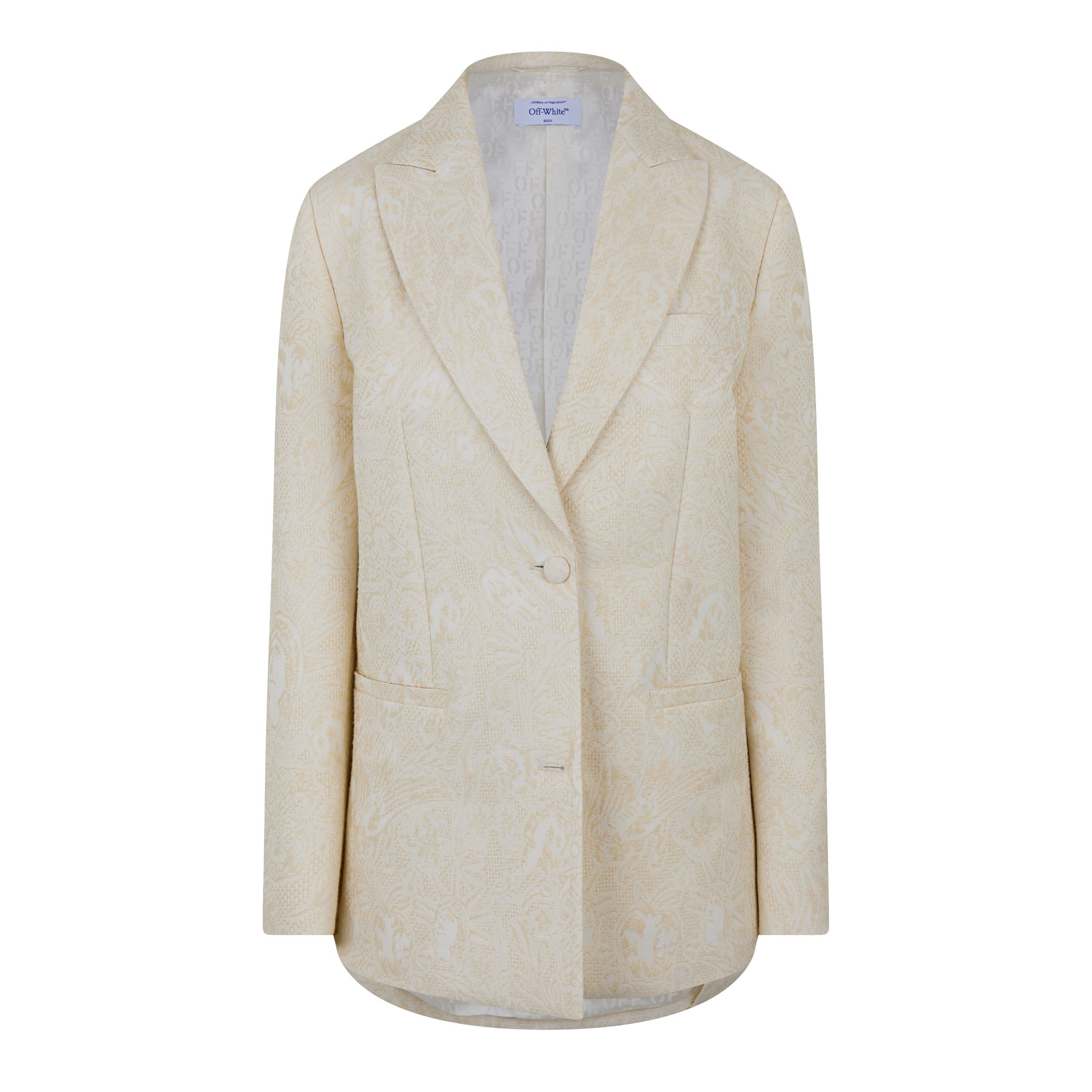 Coconut - Off White - Women's Wool-Mix Structured Raw-Edge Suit Jacket - 1