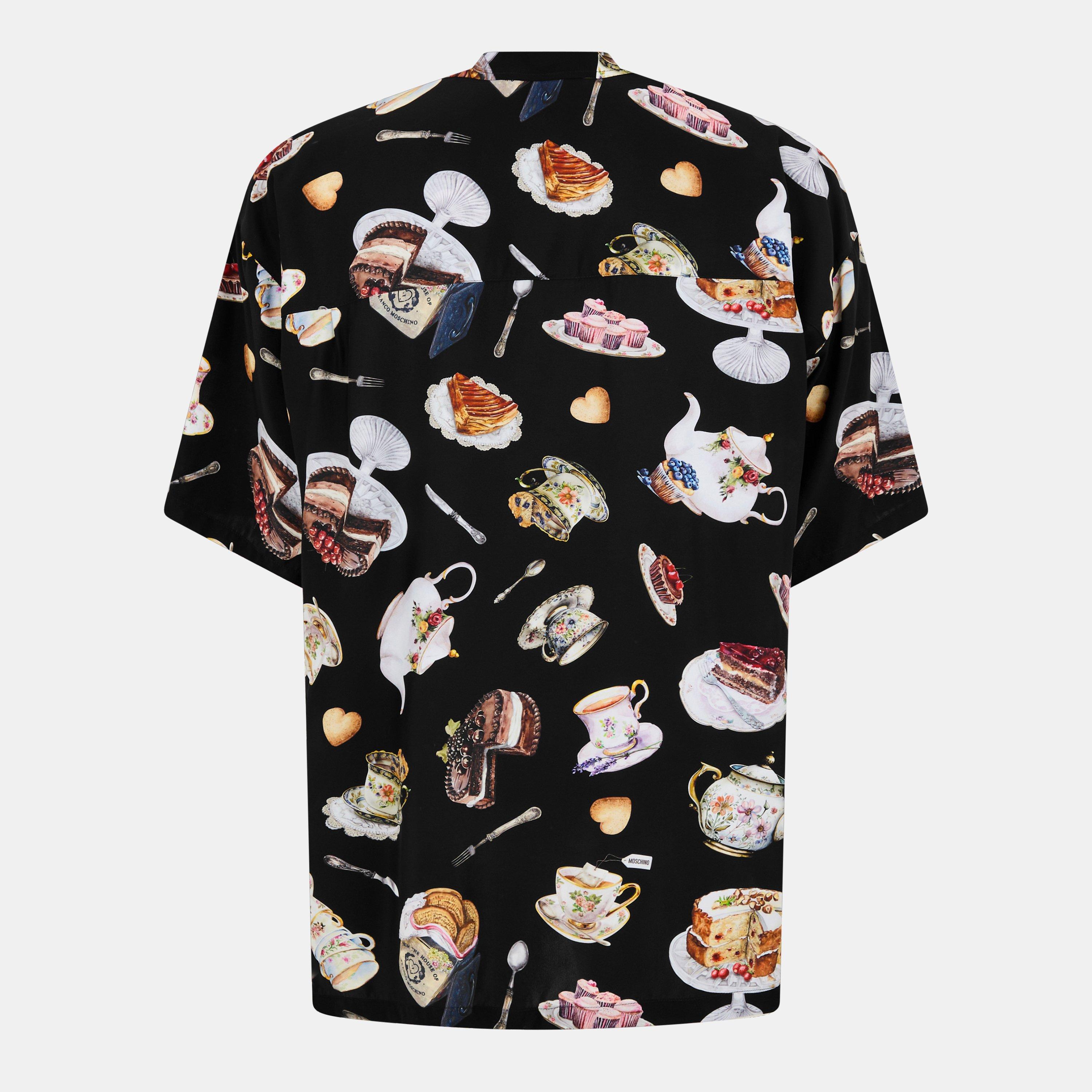 Black - Moschino - Men's Short-Sleeve Patterned Shirt - 2