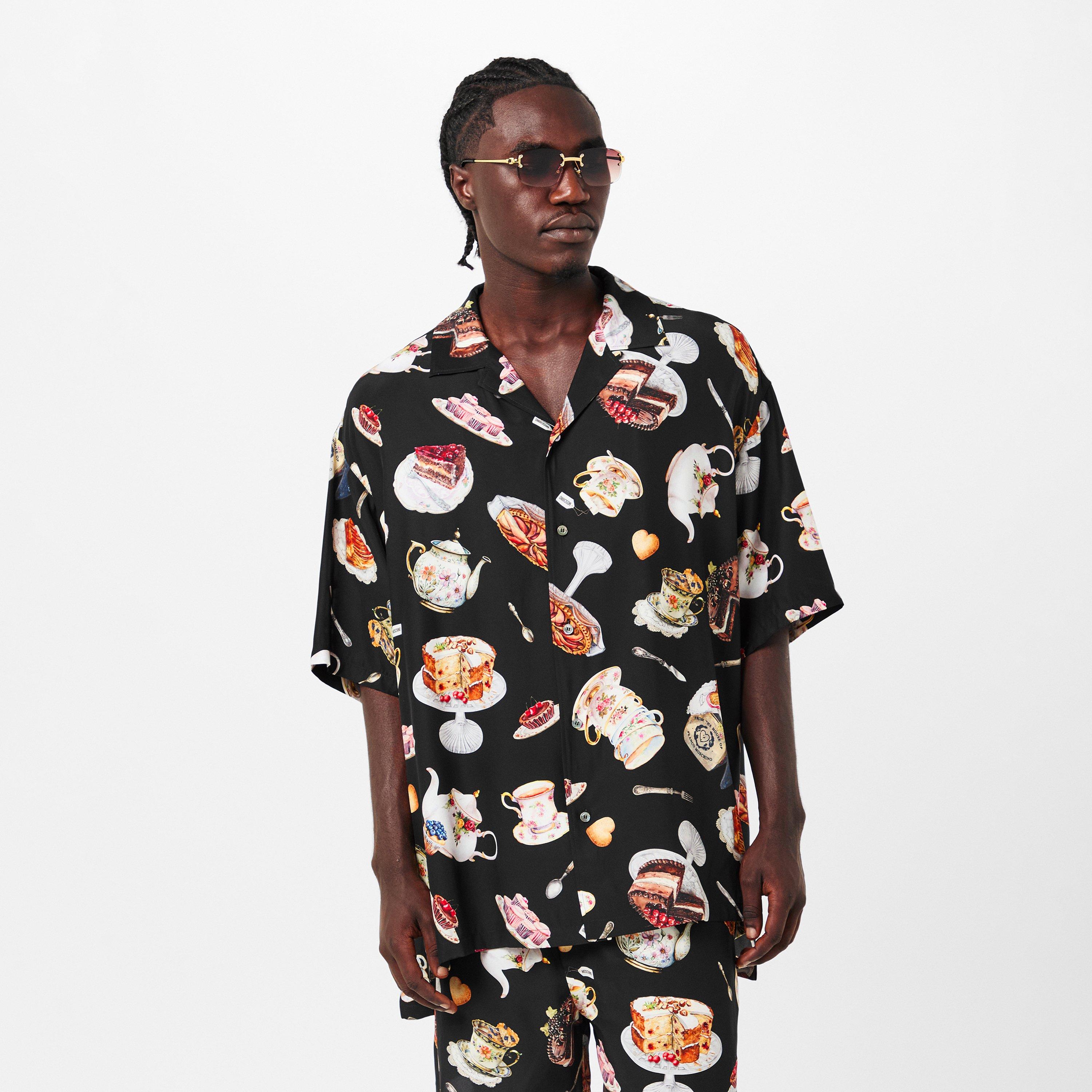 Moschino Men's Short Sleeve Patterned Relaxed Fit Shirt | Cruise