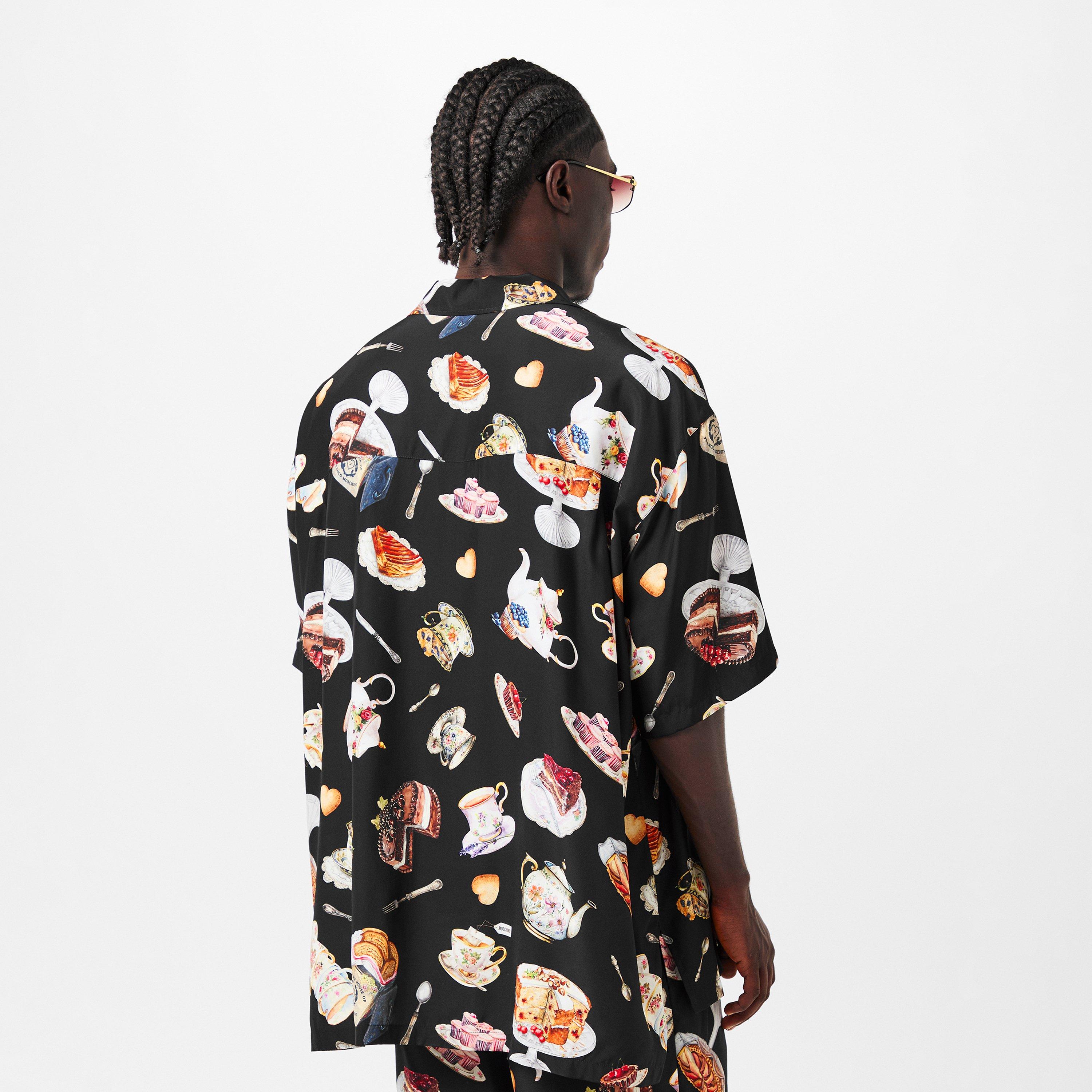 Black - Moschino - Men's Short-Sleeve Patterned Shirt - 4