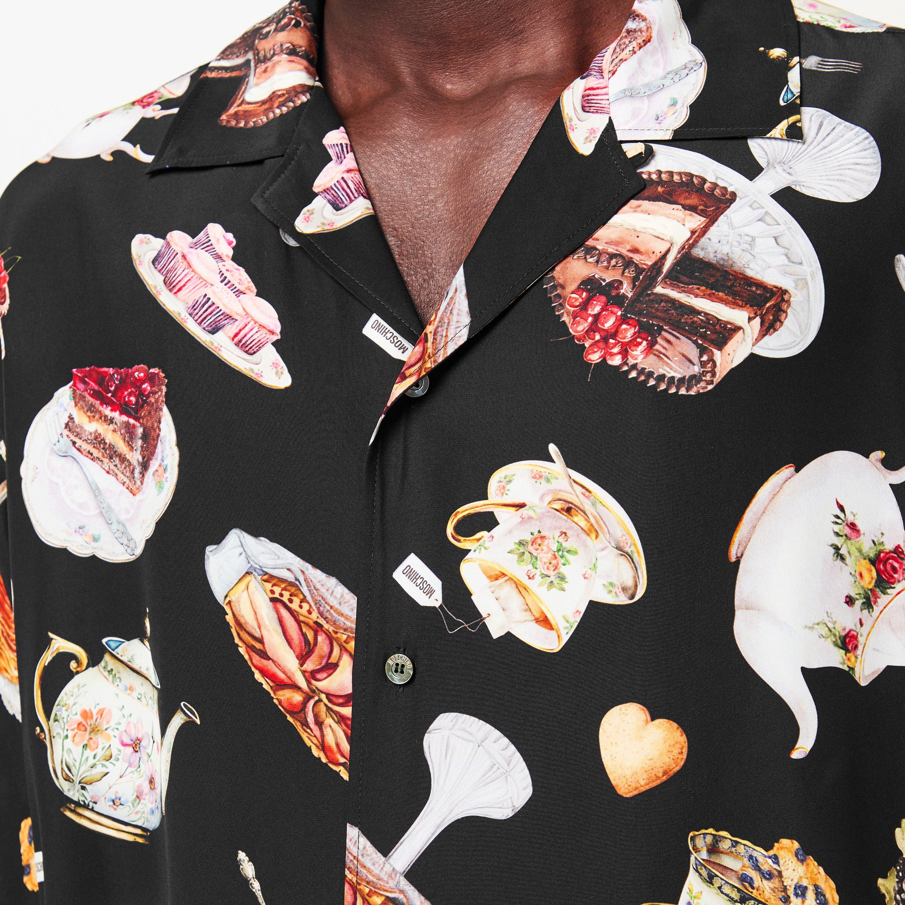 Black - Moschino - Men's Short-Sleeve Patterned Shirt - 5