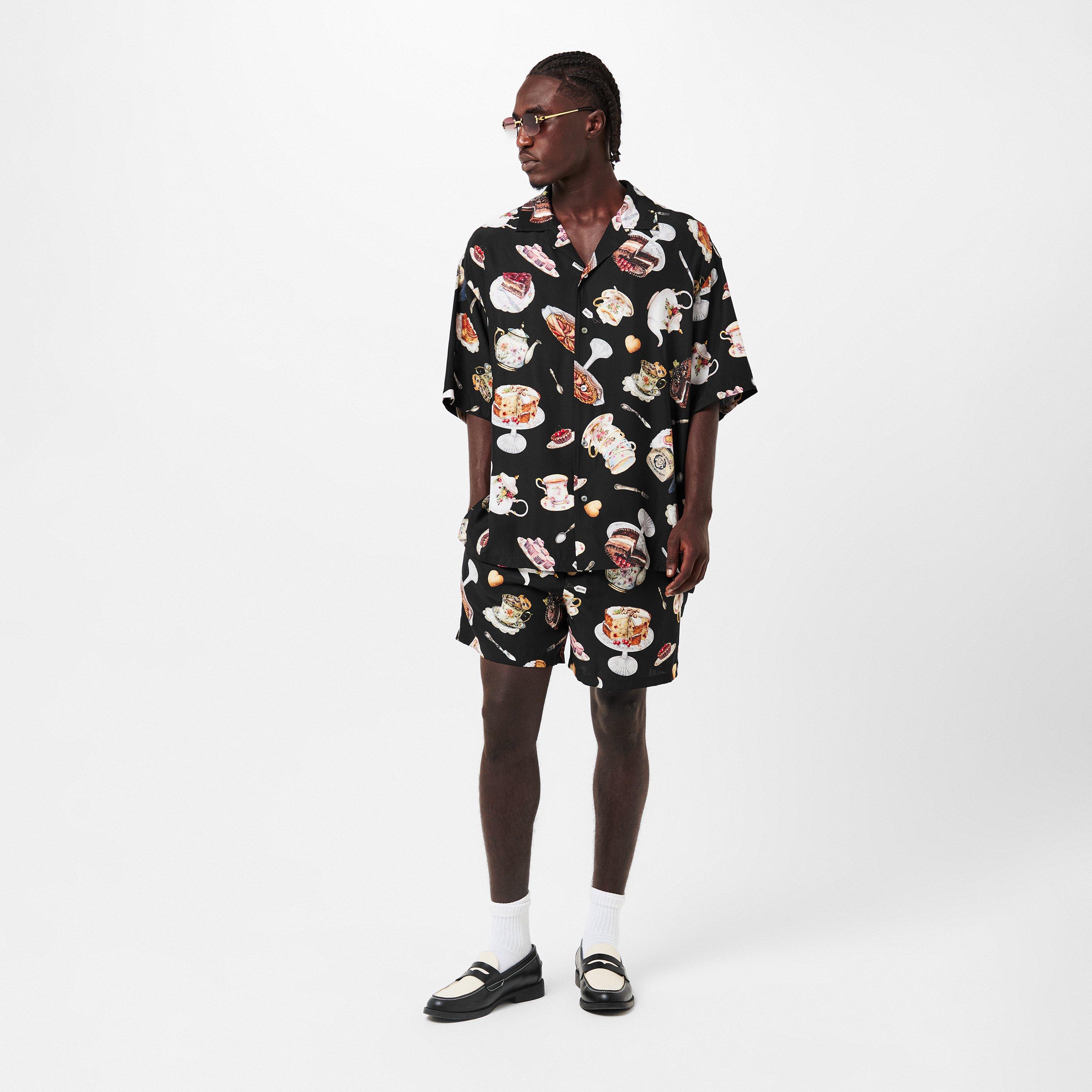 Black - Moschino - Men's Short-Sleeve Patterned Shirt - 6