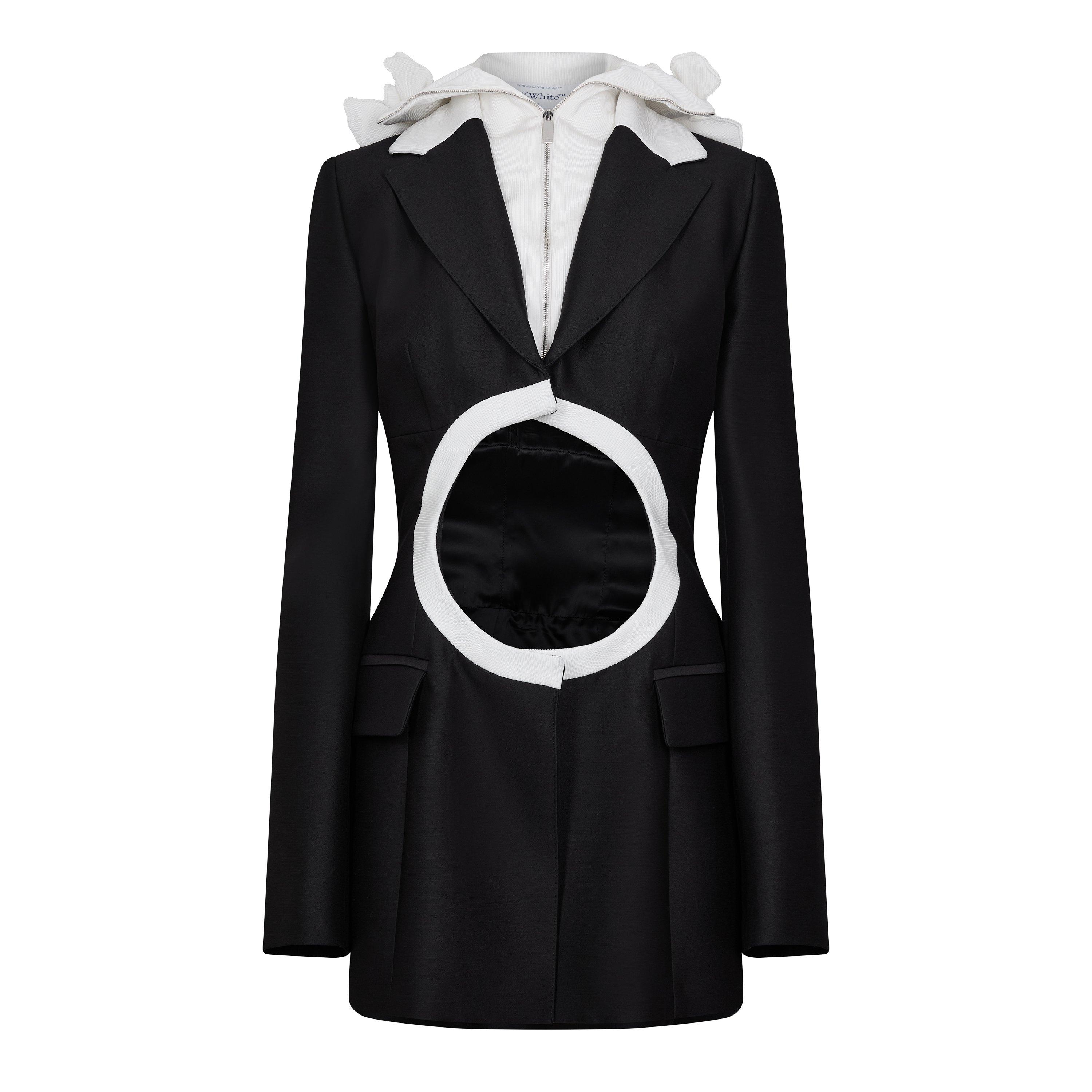Black/White - Off White - Women's Suit Panelled Fitted Suit Jacket - 1