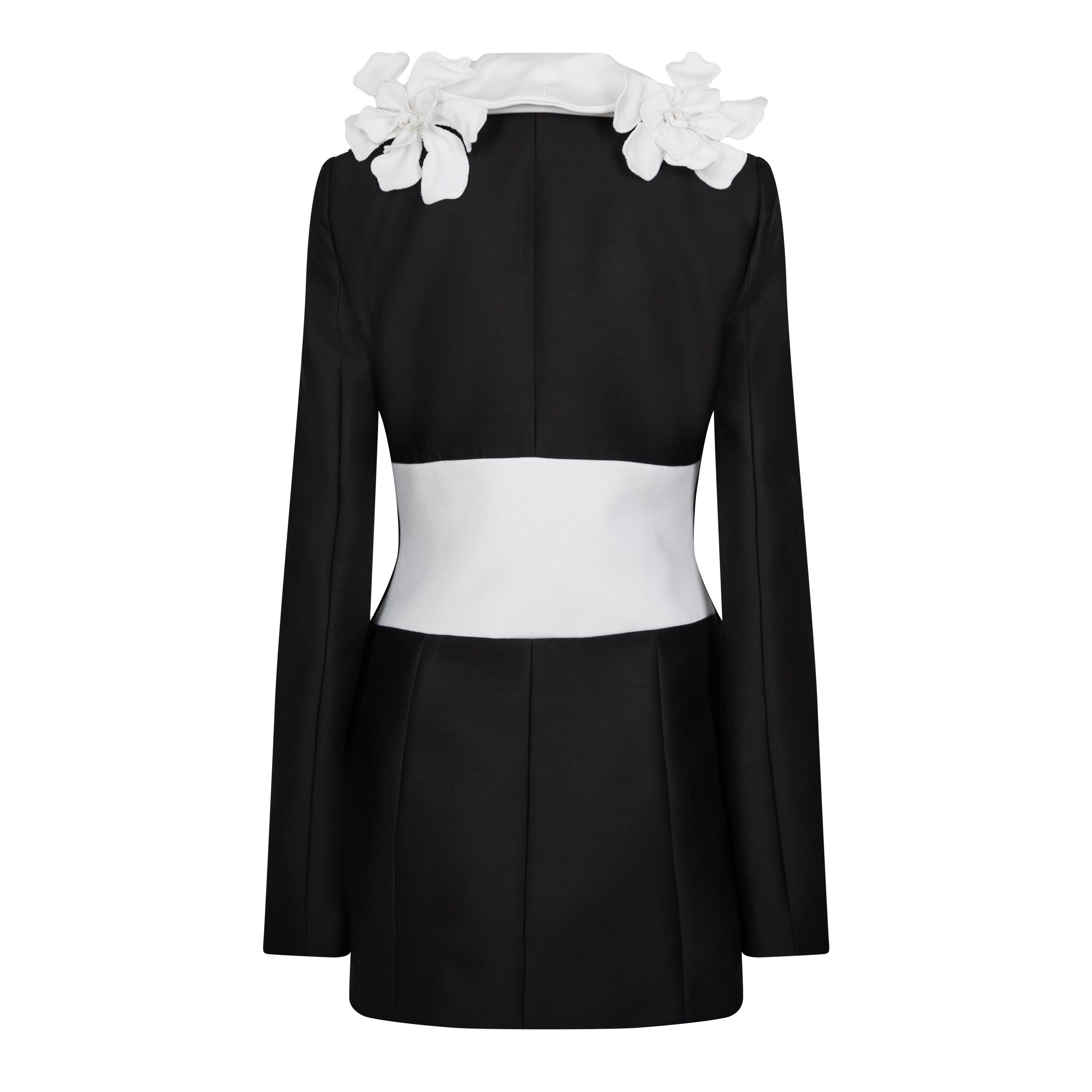 Schwarz/Weiß - Off White - Women's Suit Jacket, Panelled Design - 2