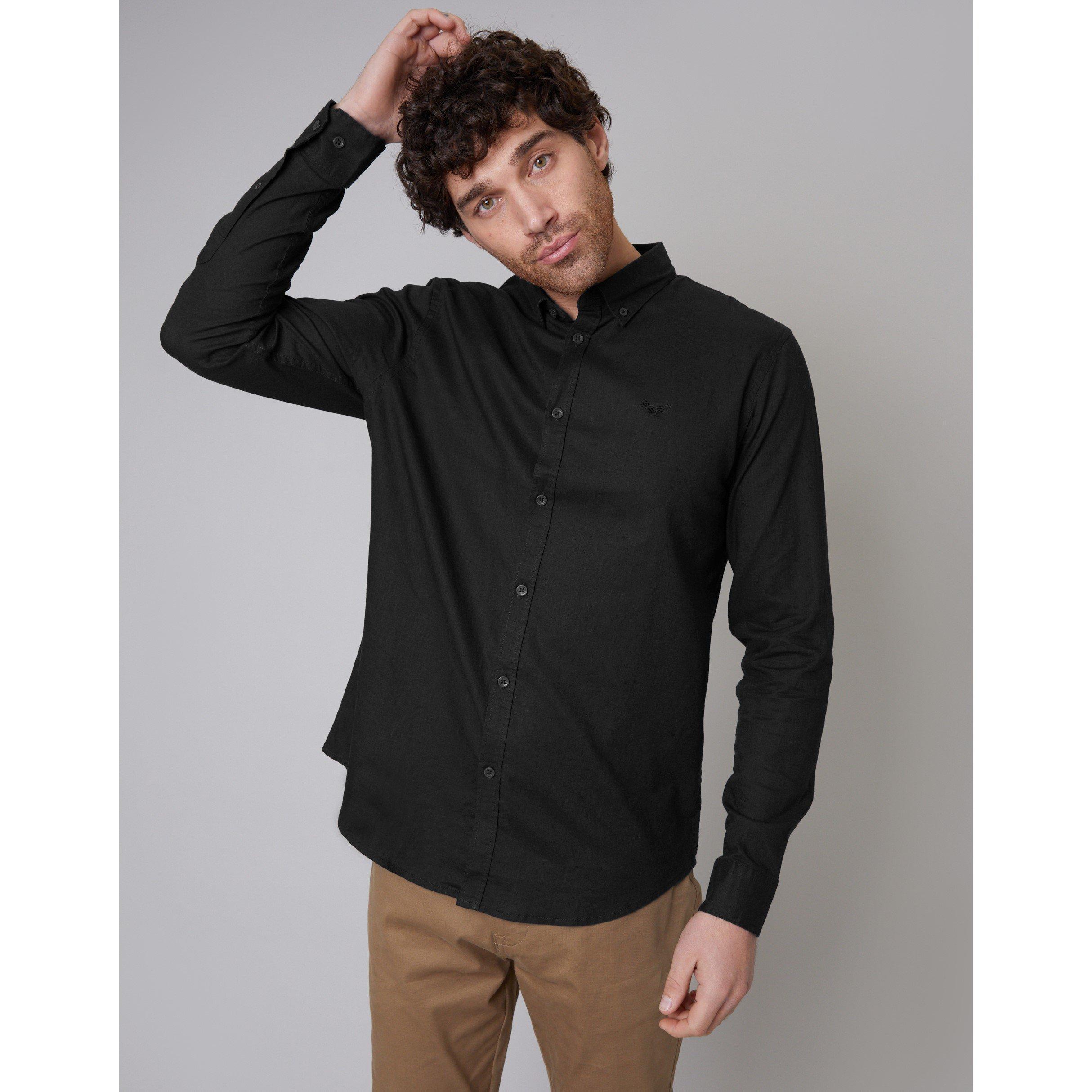 Threadbare Men's Long-Sleeve Plain Shirt - Black - 2X Large