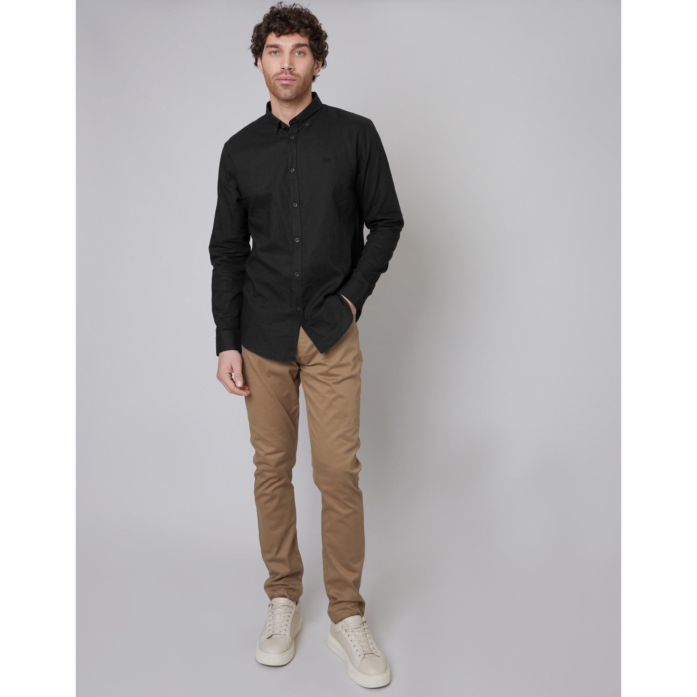 Black - Threadbare - Men's Long-Sleeve Plain Shirt - 2