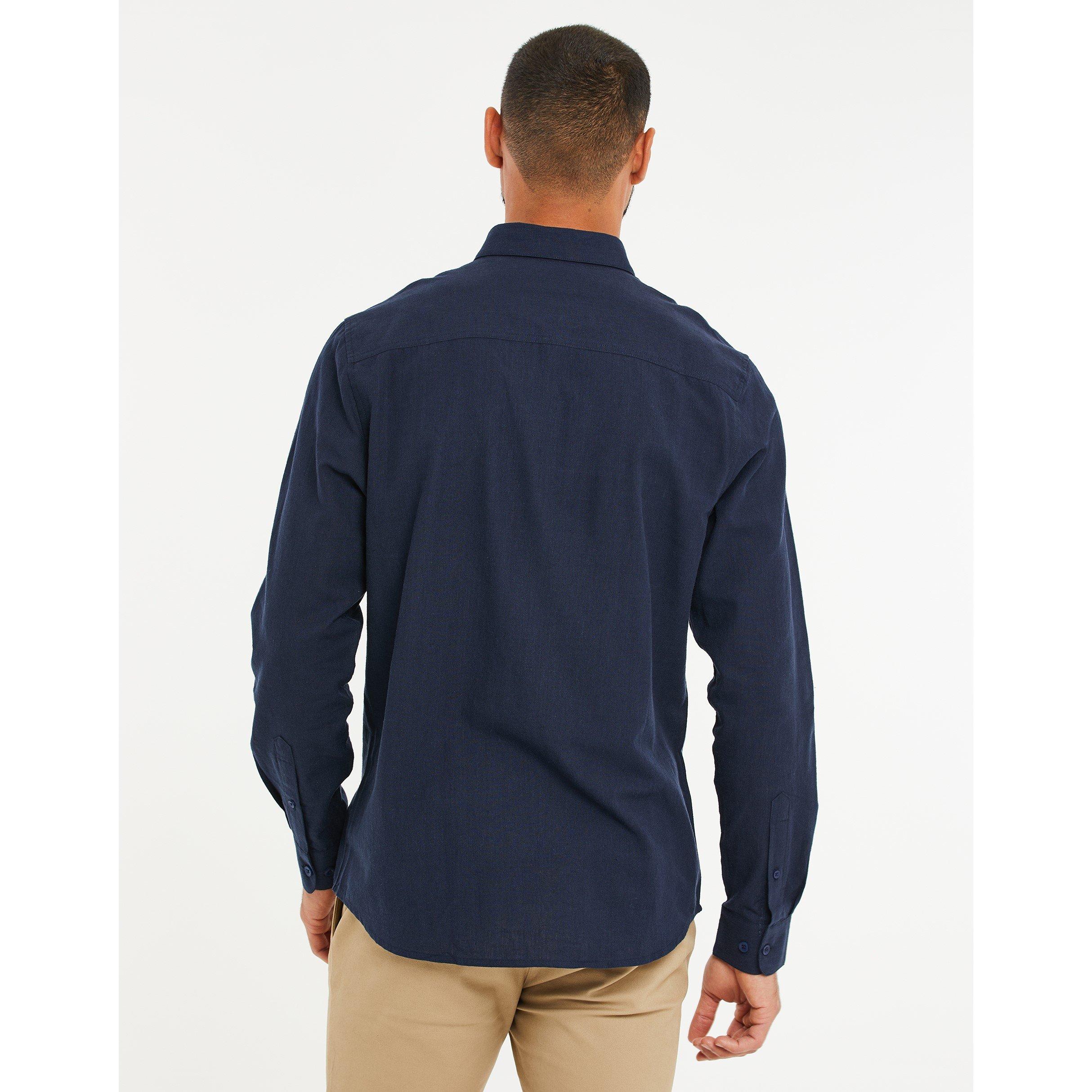 Navy - Threadbare - Long-Sleeve Plain Shirt - 3