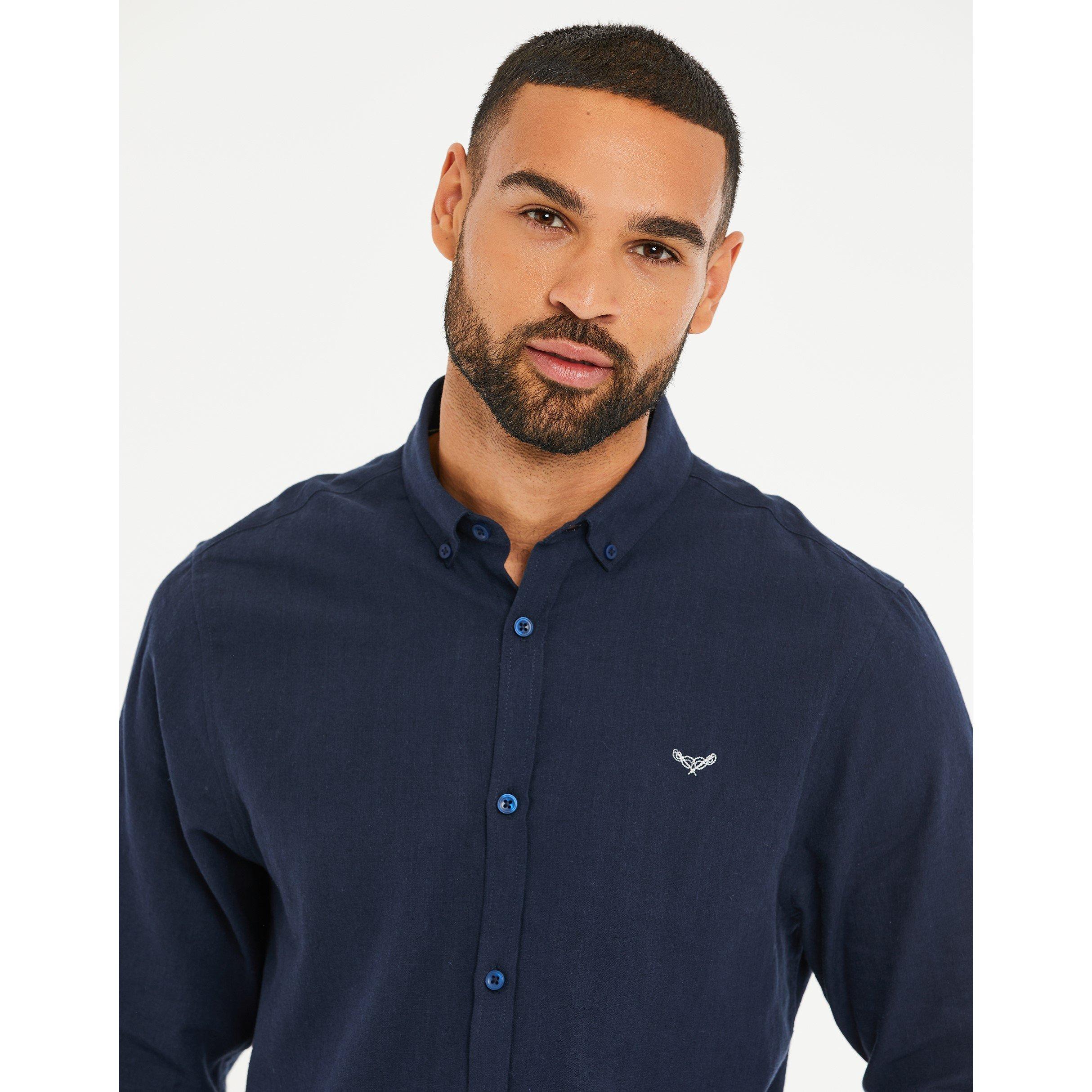 Navy - Threadbare - Long-Sleeve Plain Shirt - 4