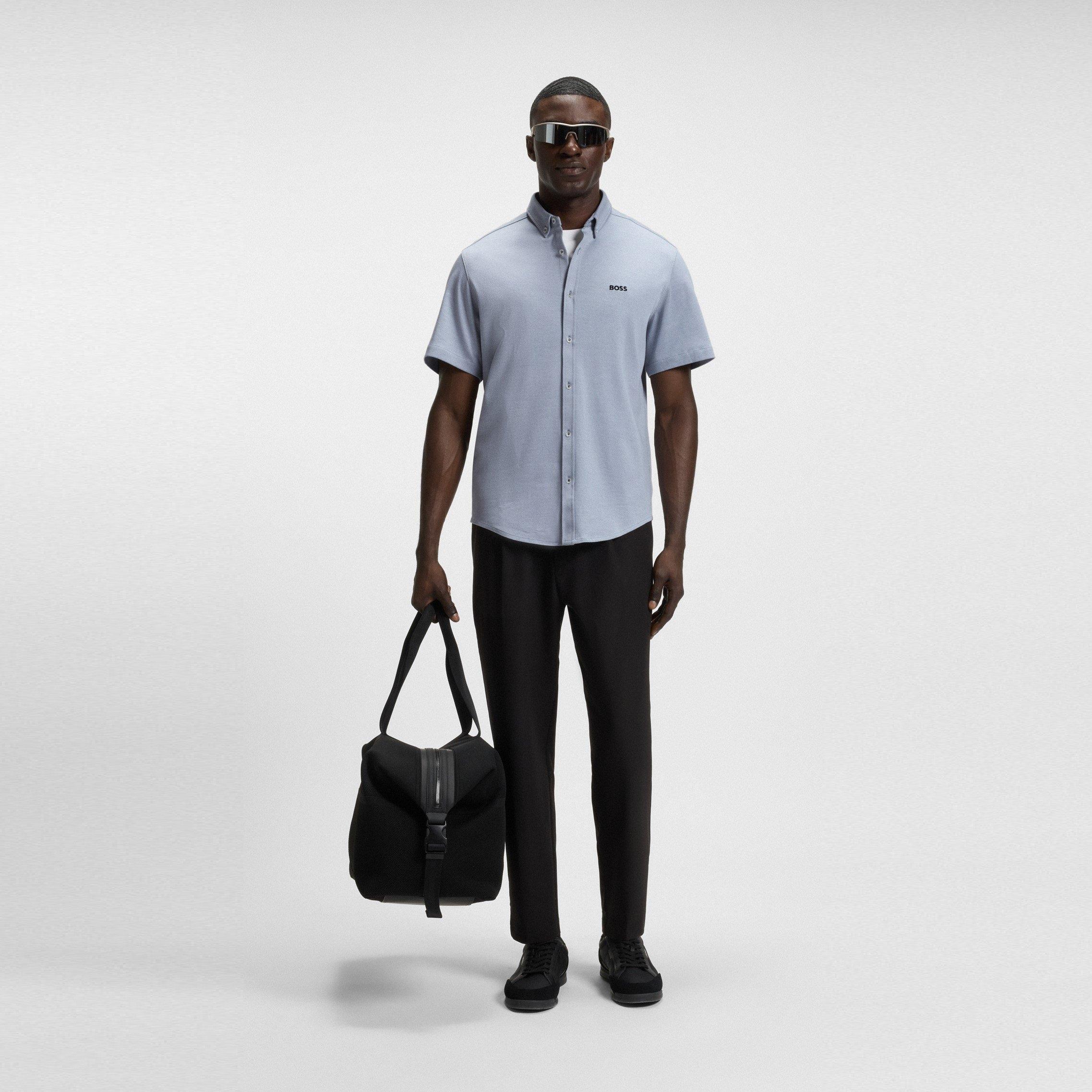 Grey - Boss - Men's HBG Motion S Plain Short-Sleeve Shirt - 6