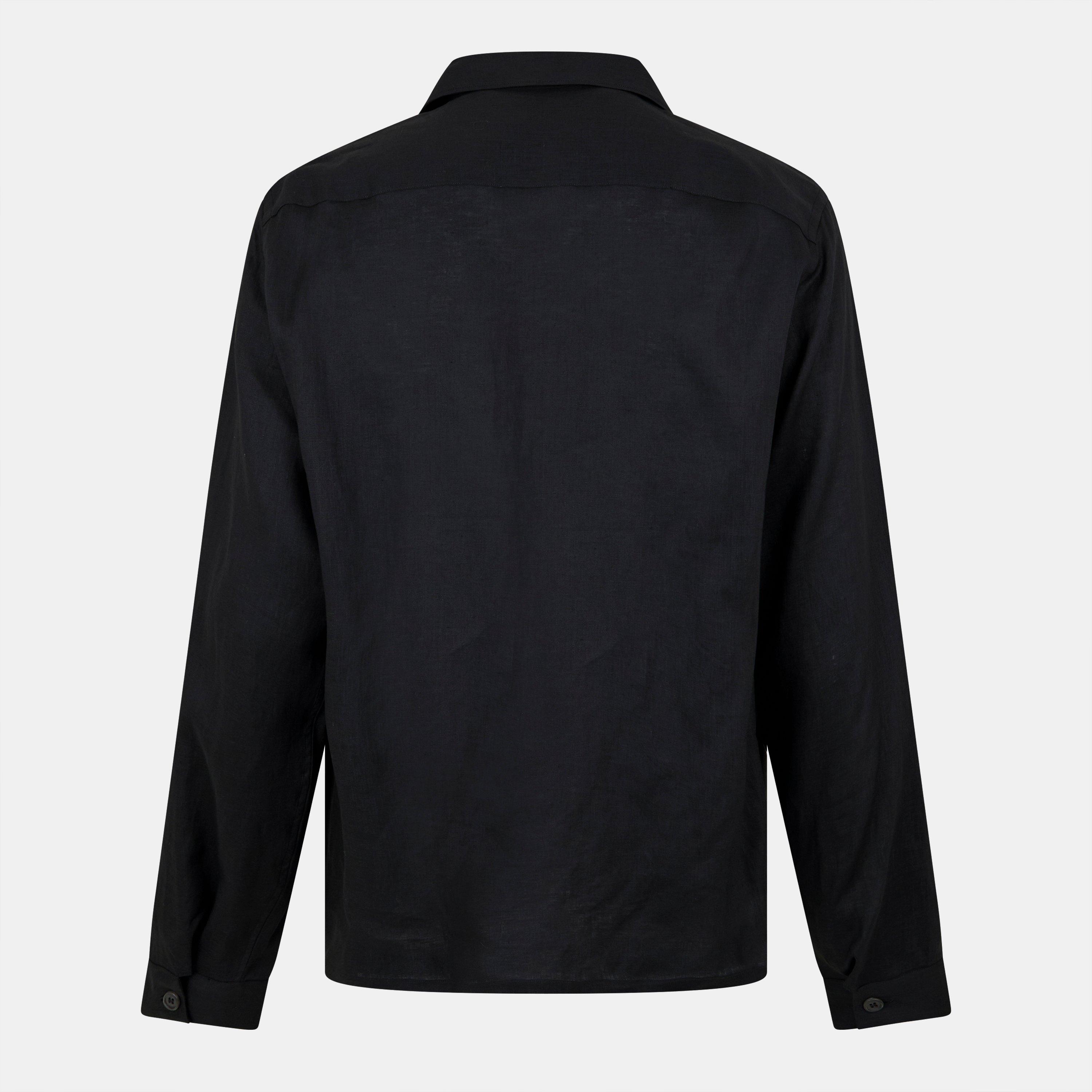 Black - Prada - Linen Long Sleeve Shirt - 2