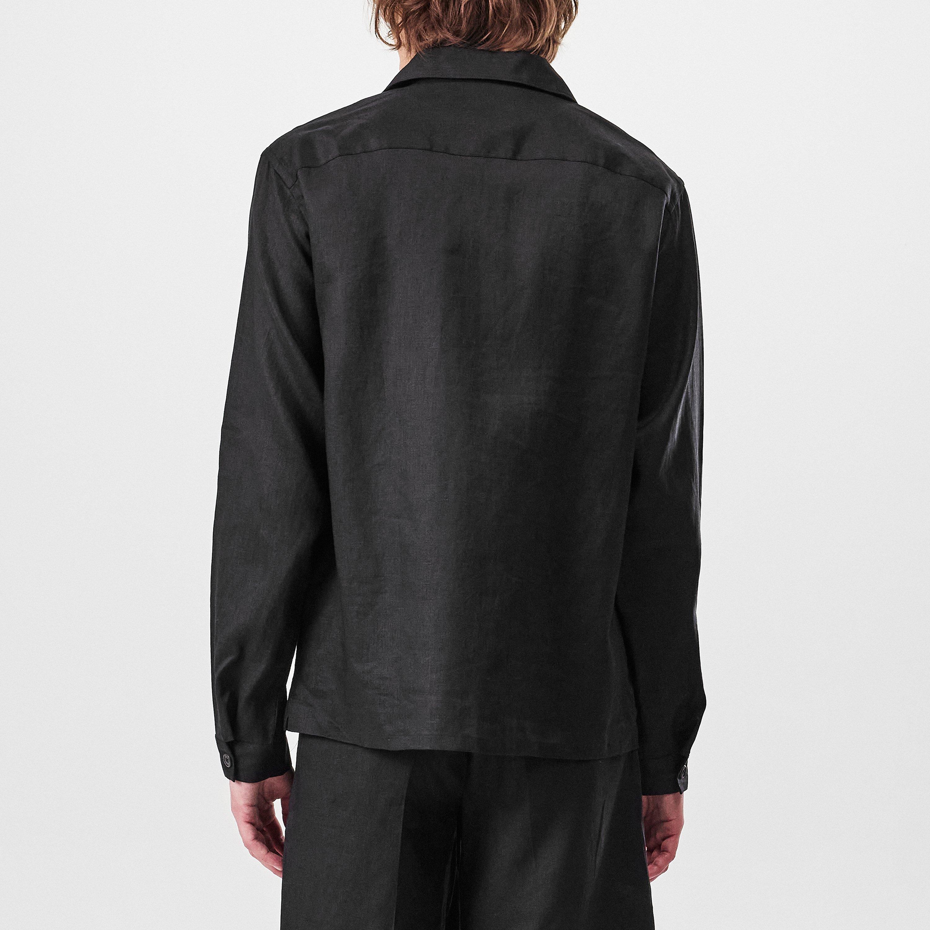 Black - Prada - Linen Long Sleeve Shirt - 4