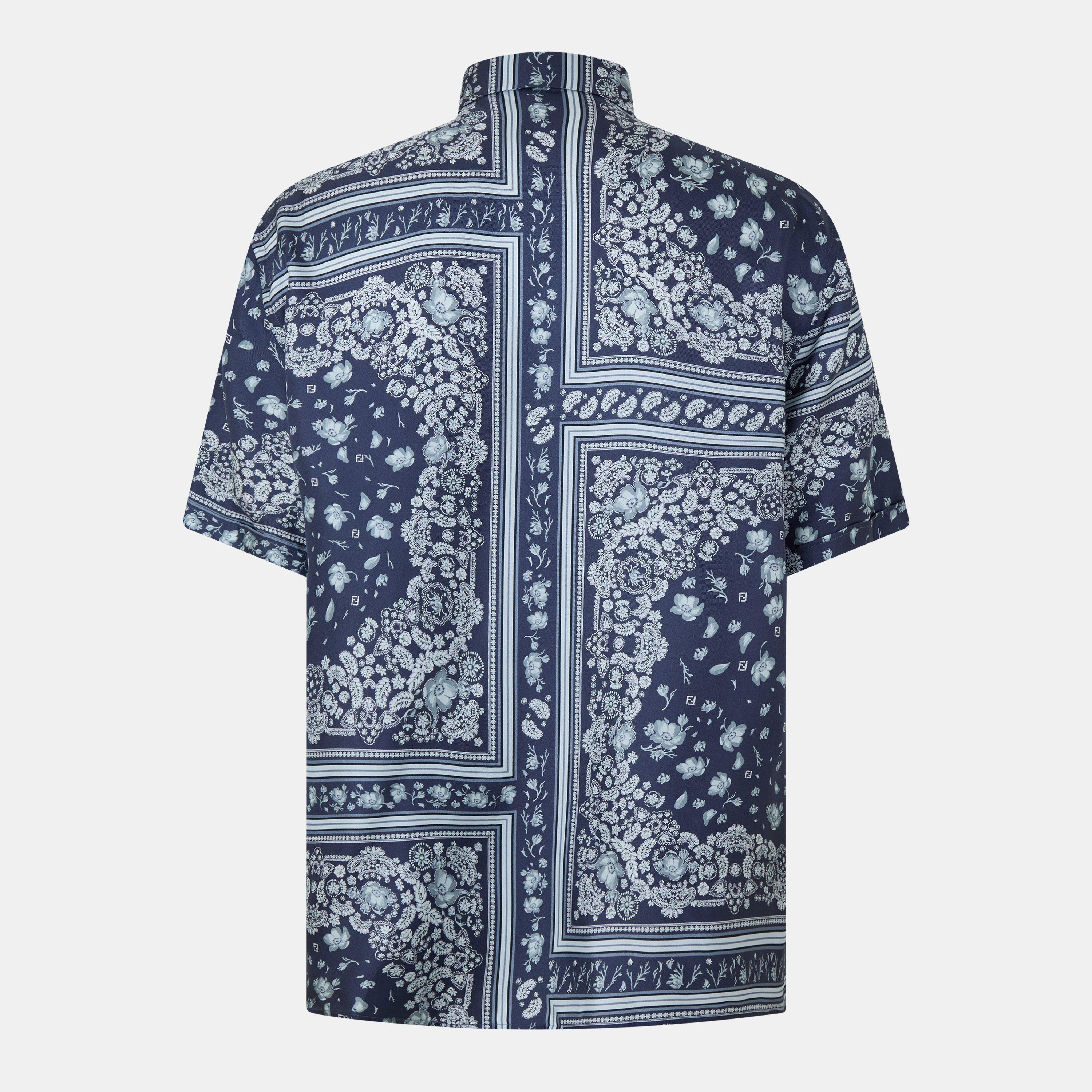 Blue - Fendi - Men's Bandana Short Sleeve Patterned Shirt - 2