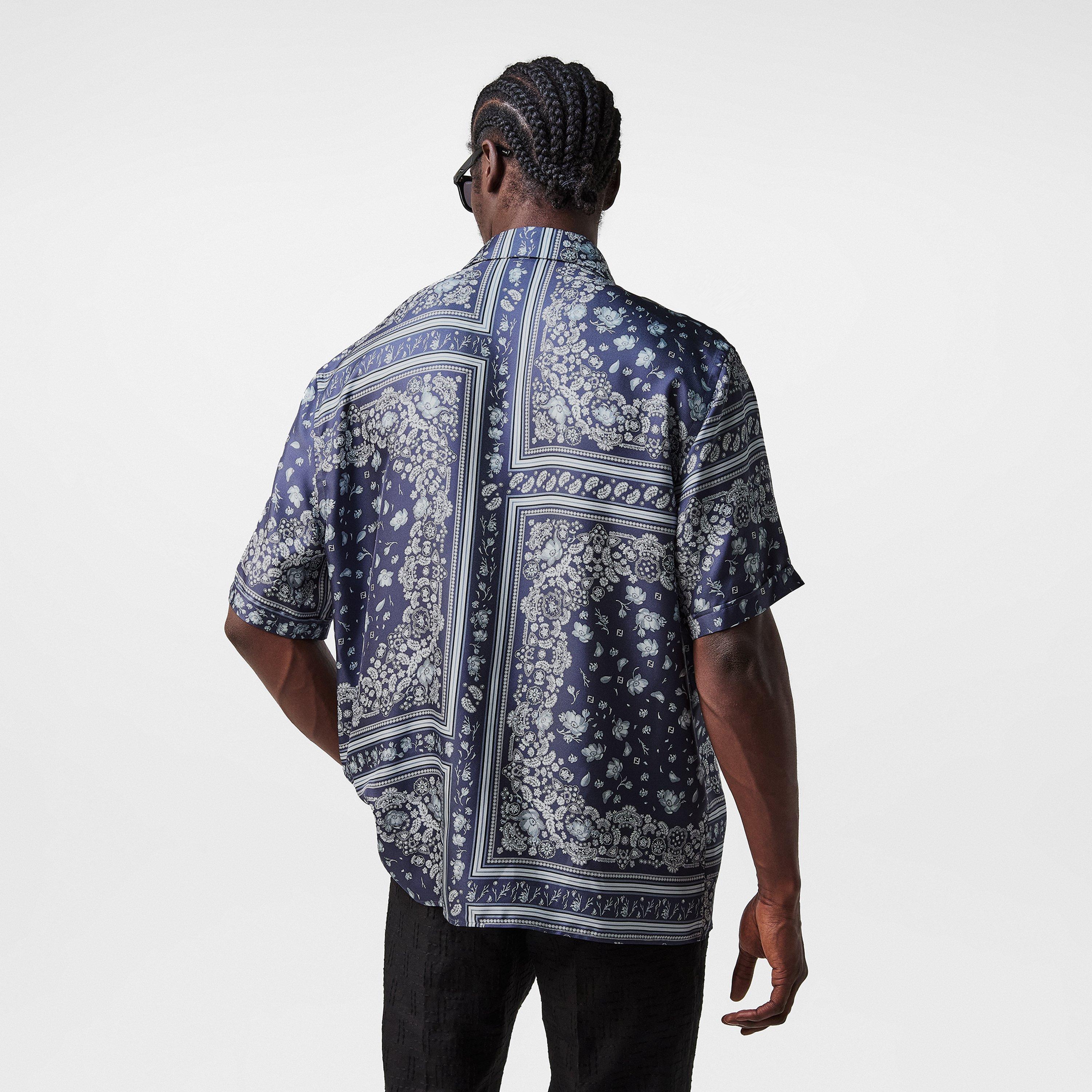 Blue - Fendi - Men's Bandana Short Sleeve Patterned Shirt - 4