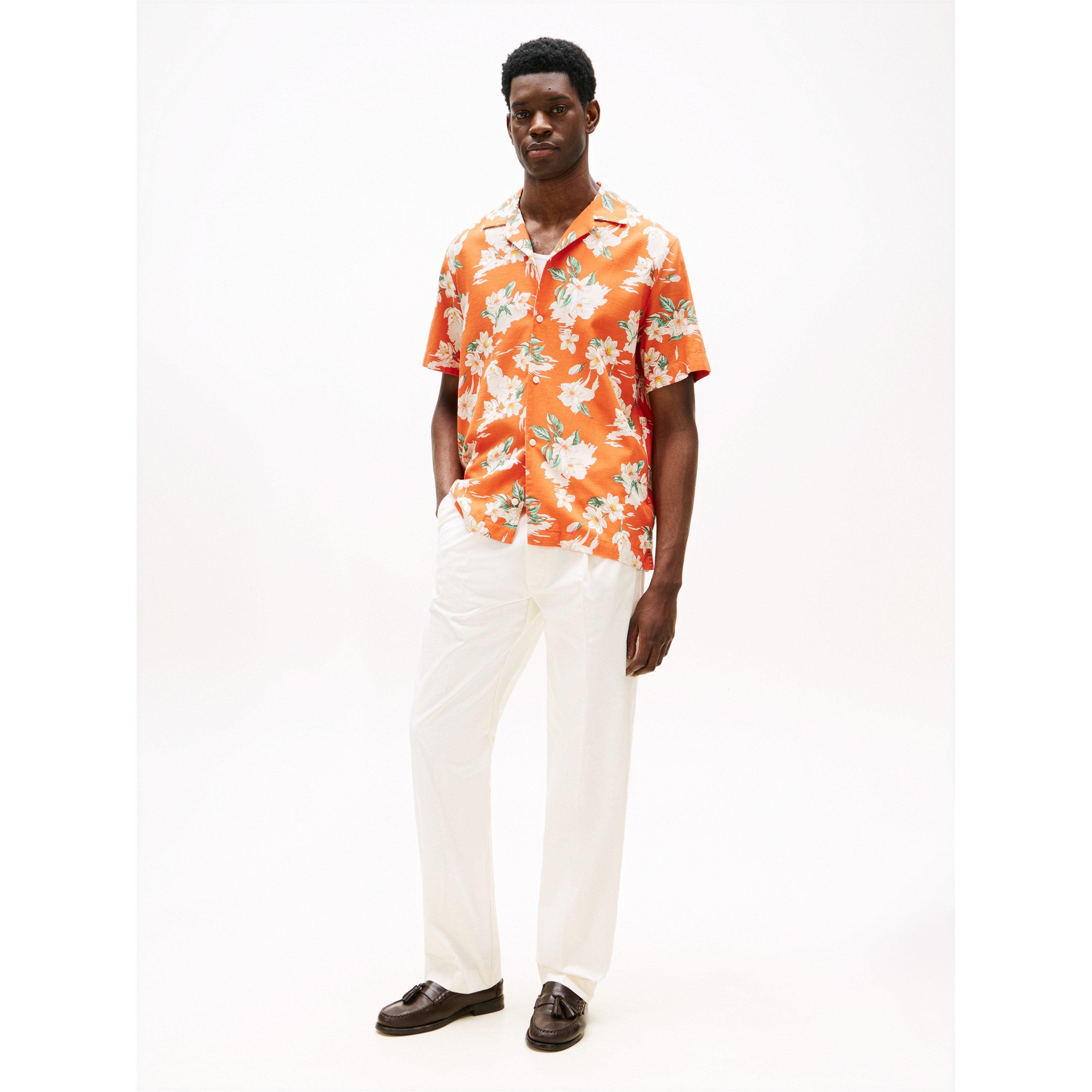 Orange 0KP - Tommy Hilfiger - Men's Floral Short-Sleeve Patterned Shirt - 3