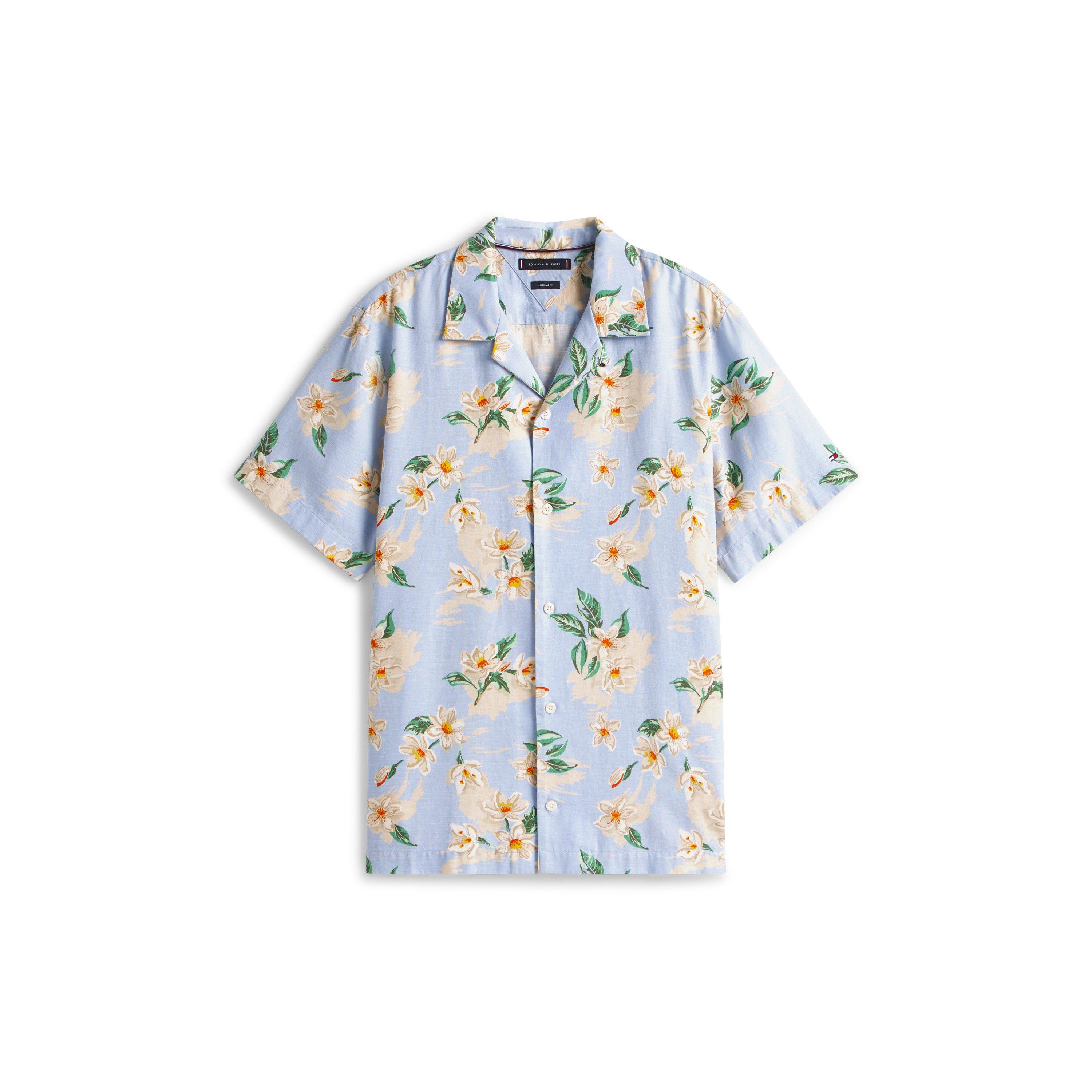 Tommy Hilfiger Men's Floral Short-Sleeve Patterned Shirt - Sweet Blue 0GY - XL