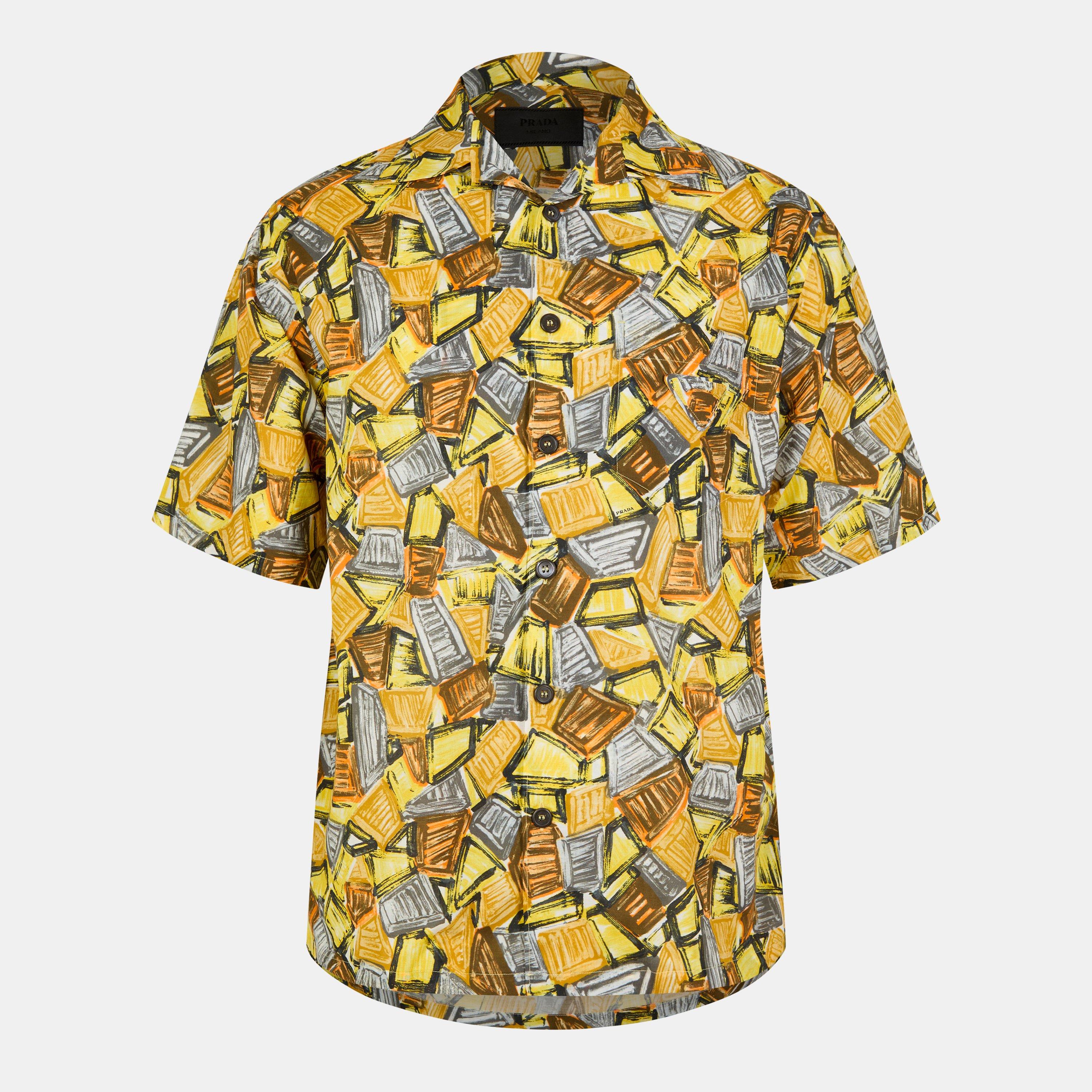 Yellow - Prada - Men's Short Sleeve Patterned Shirt - 1