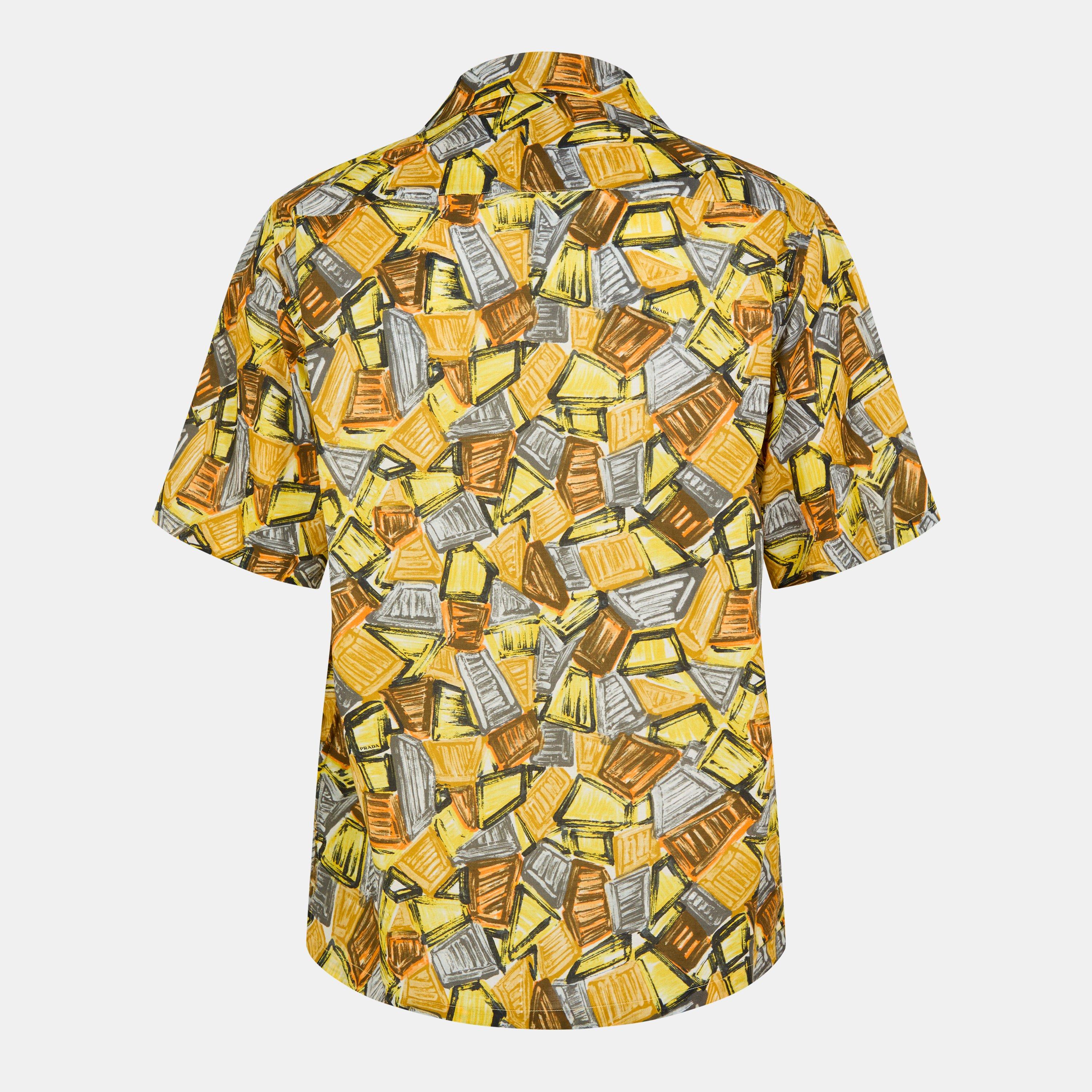 Yellow - Prada - Men's Short Sleeve Patterned Shirt - 2