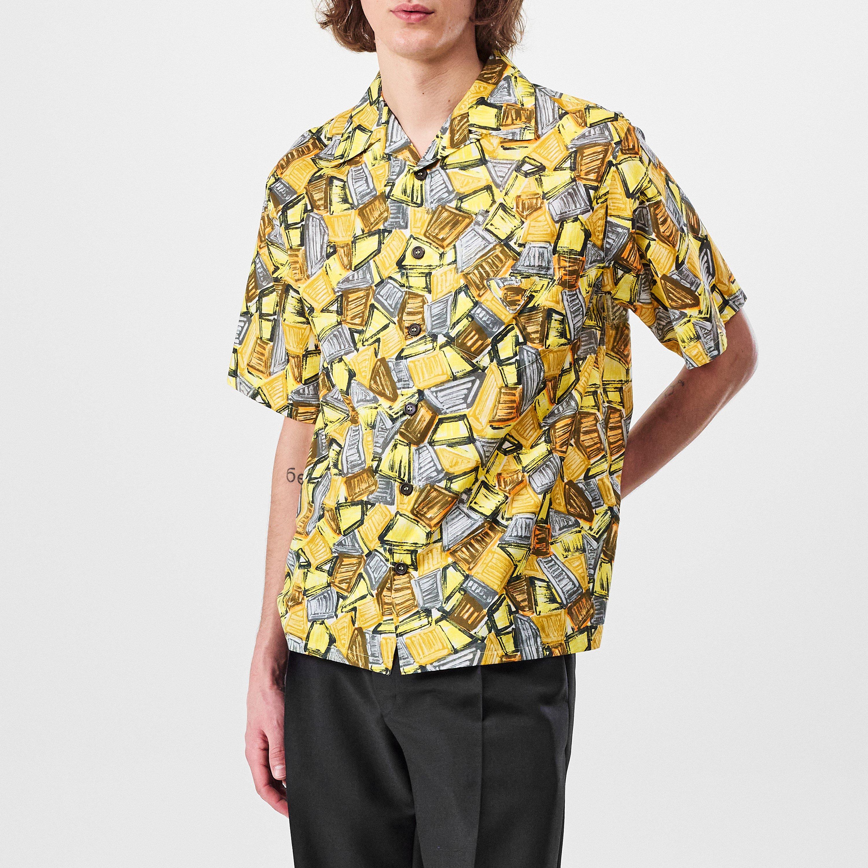 Yellow - Prada - Men's Short Sleeve Patterned Shirt - 3