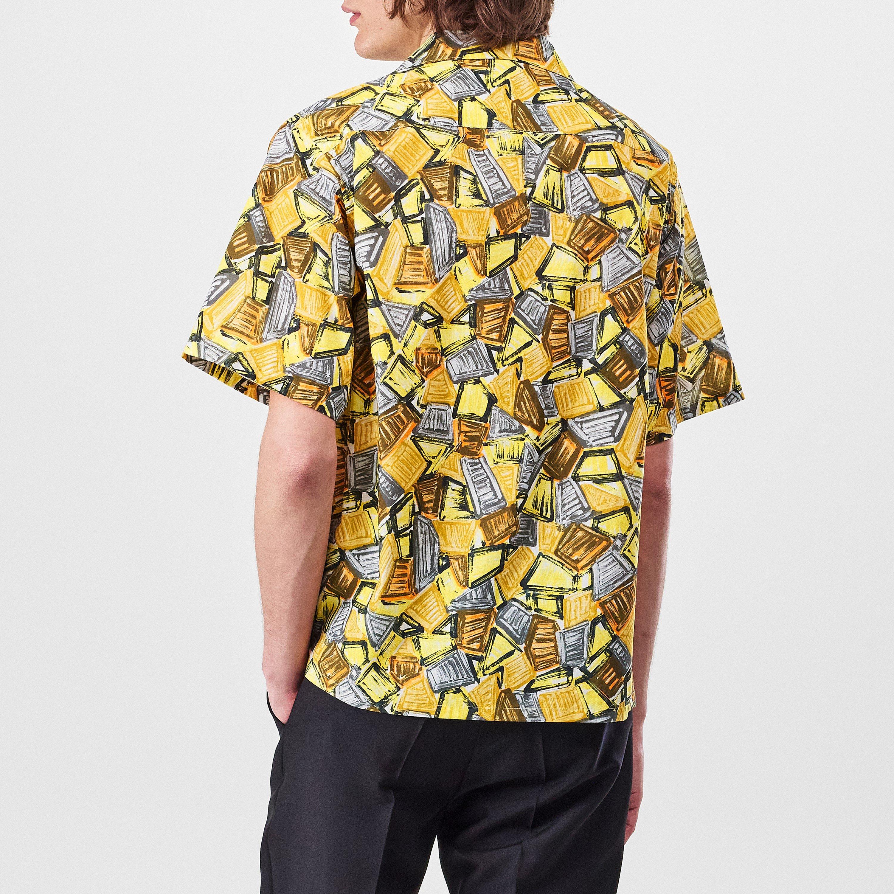 Yellow - Prada - Men's Short Sleeve Patterned Shirt - 4