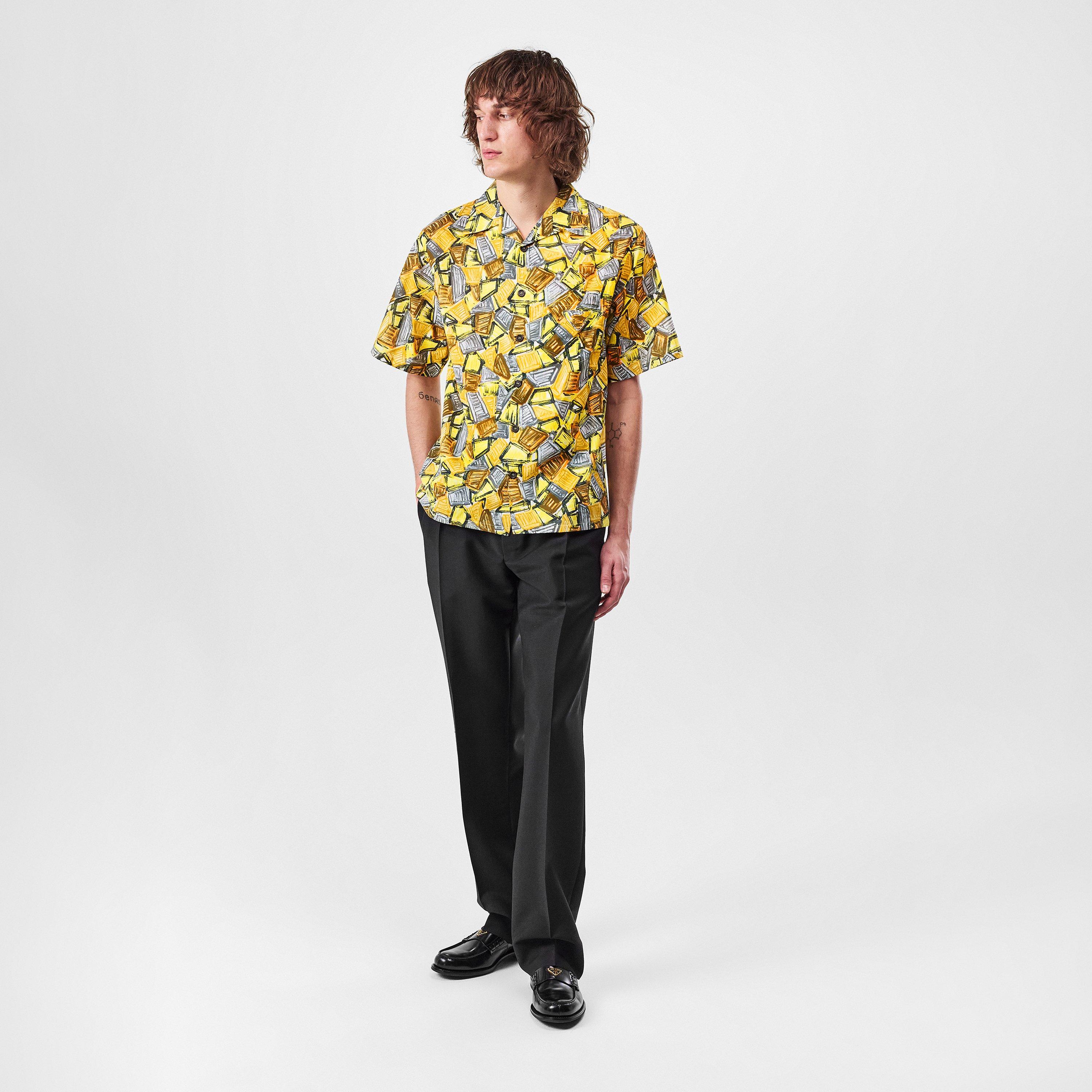 Yellow - Prada - Men's Short Sleeve Patterned Shirt - 5