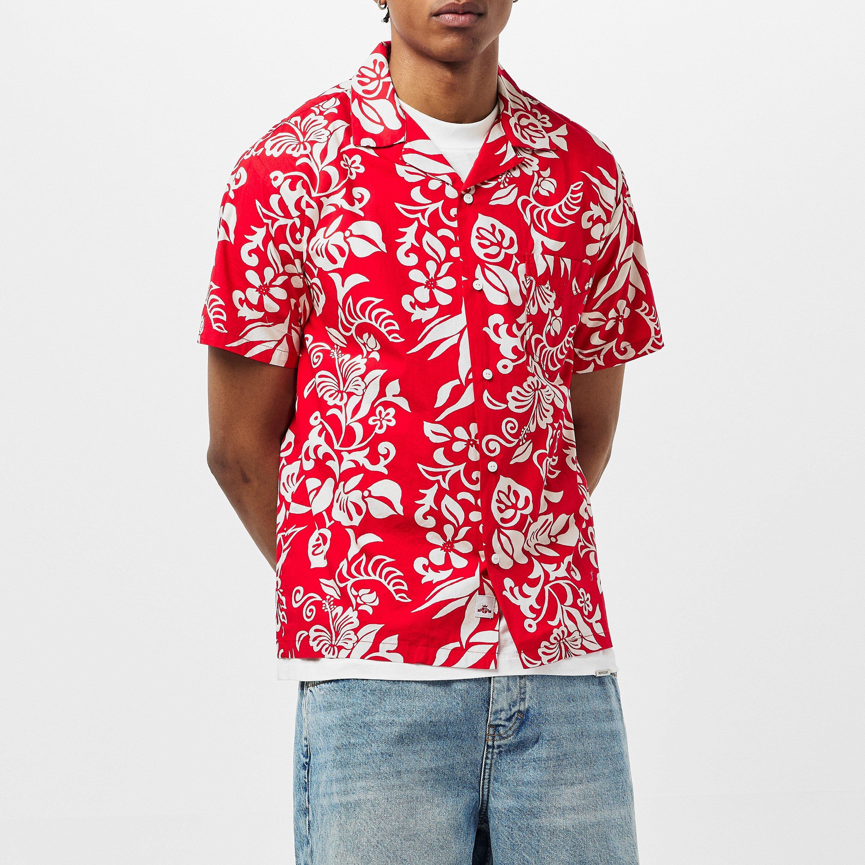 Rød - Replay - Men's Hawaiian Short-Sleeve Patterned Shirt - 3