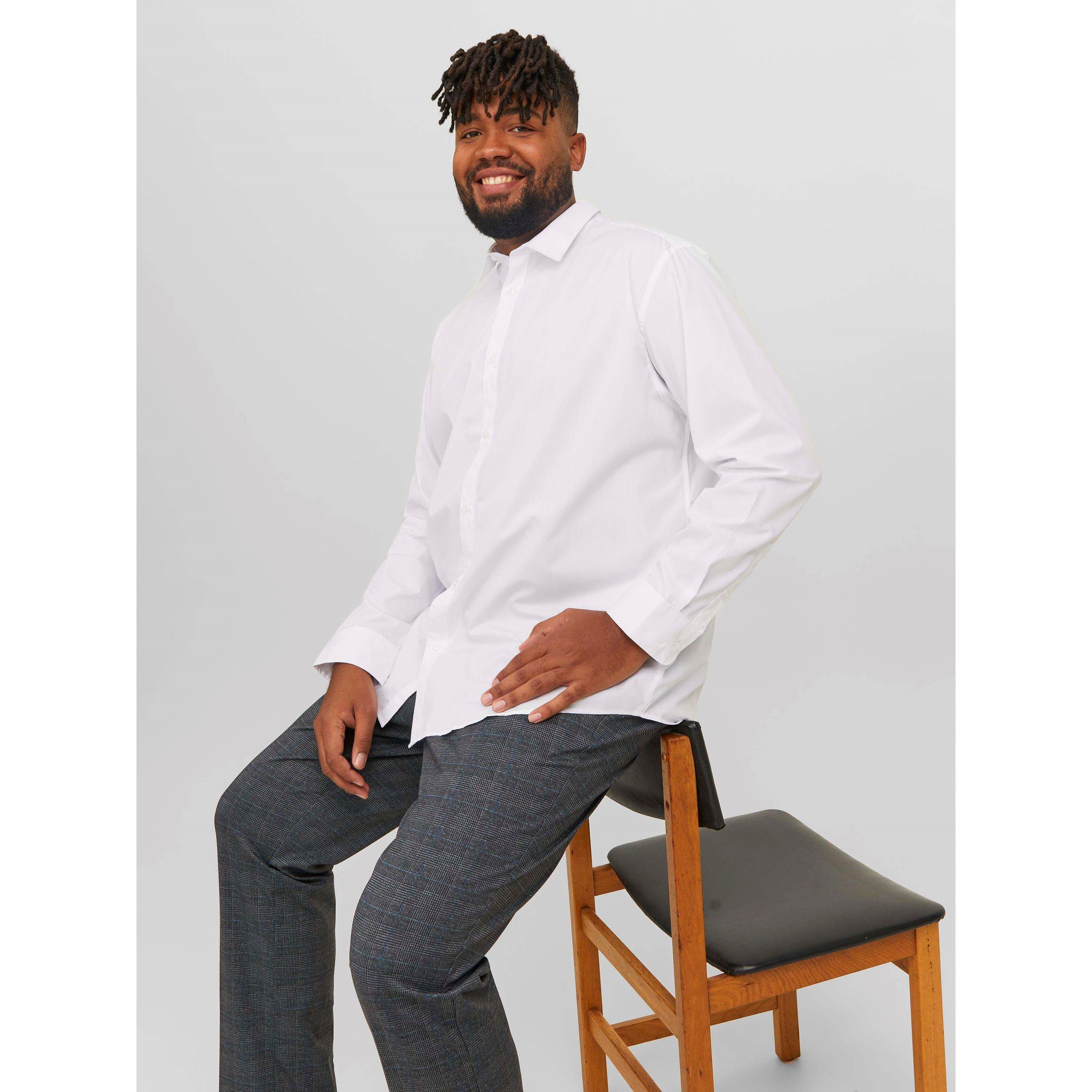 Branco - Jack and Jones - Men's Joe Plain Short Sleeve Dress Shirt - 7