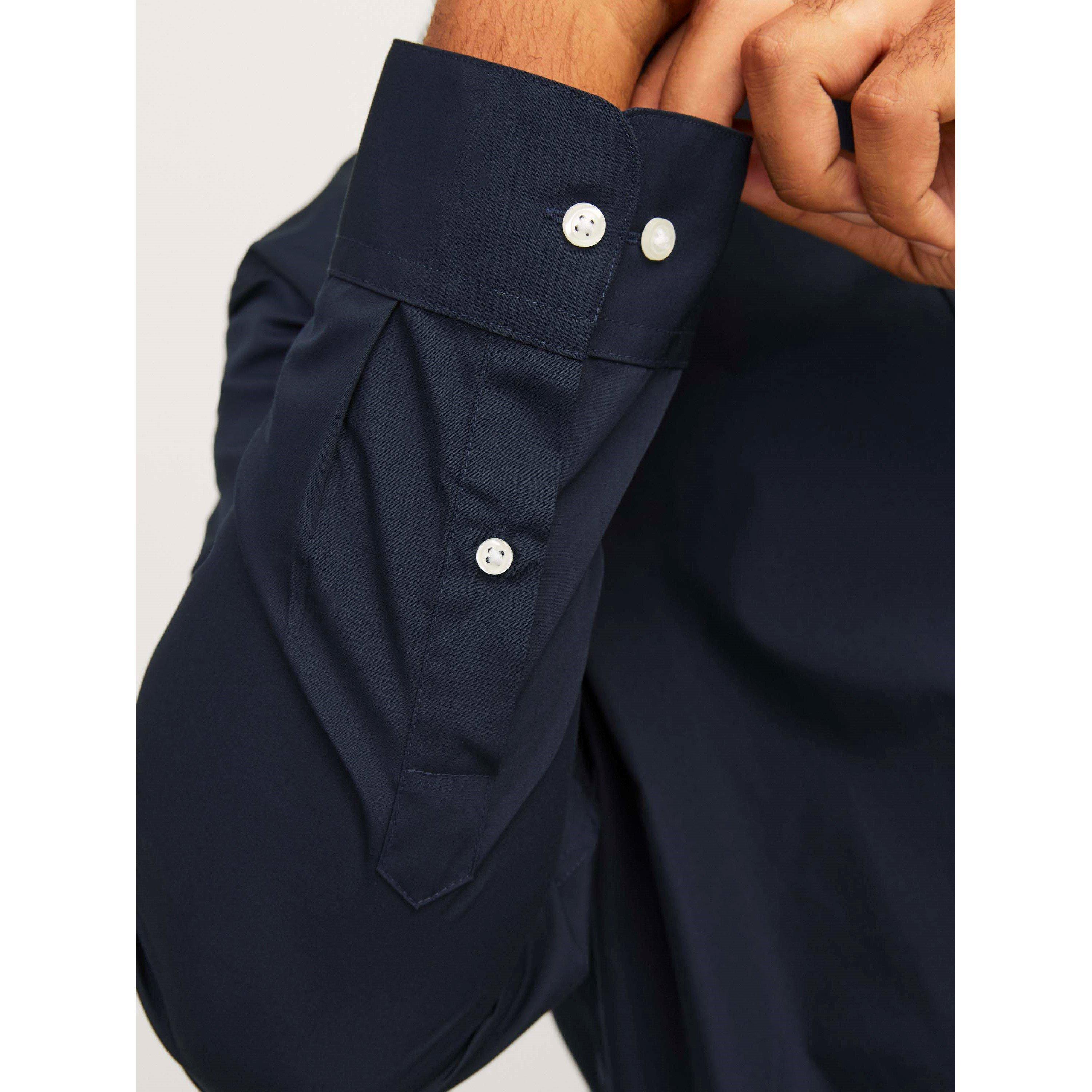 Navy Blazer - Jack and Jones - Men's Joe Plain Short Sleeve Dress Shirt - 4