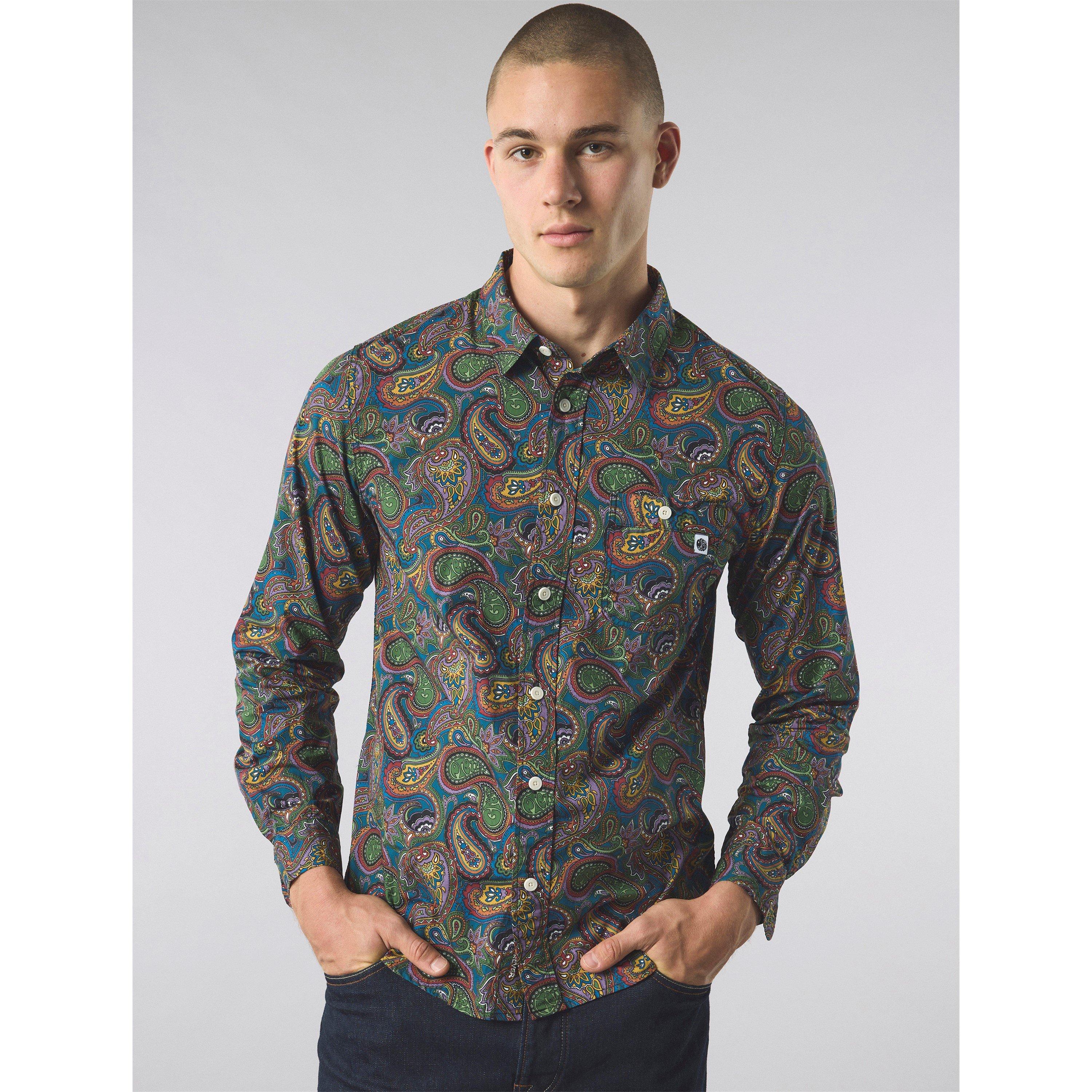 Multi - Pretty Green - Men's House Paisley Long-Sleeve Patterned Shirt - 4