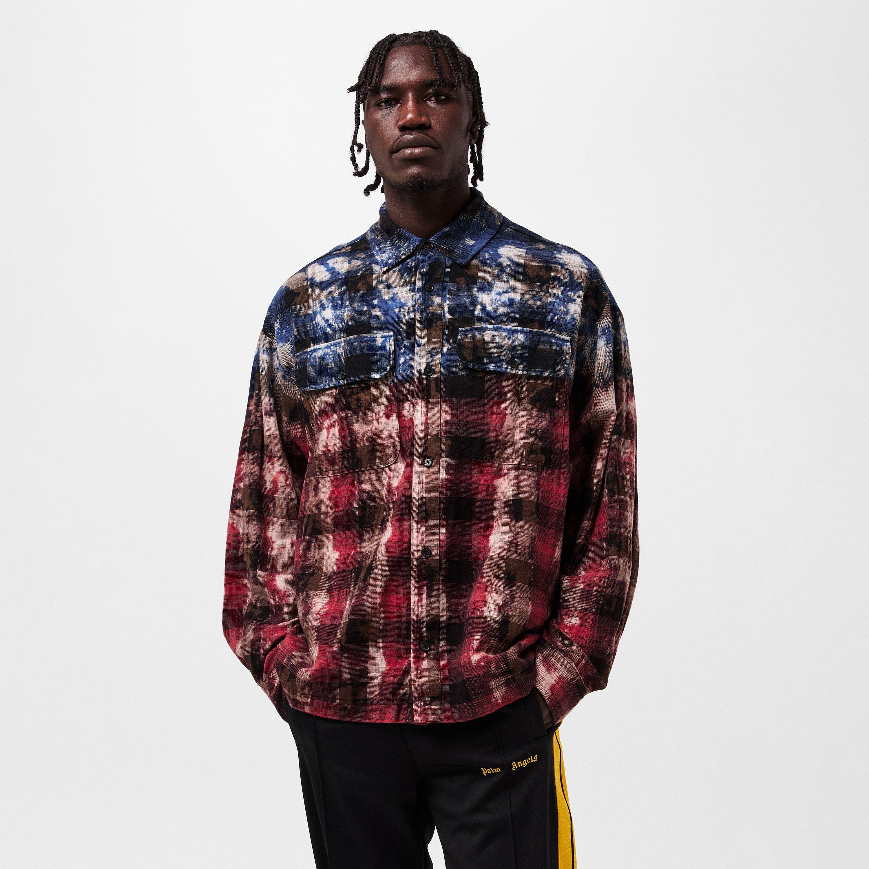 Blue/Red - Palm Angels - Men's Curve Long-Sleeve Patterned Shirt - 3