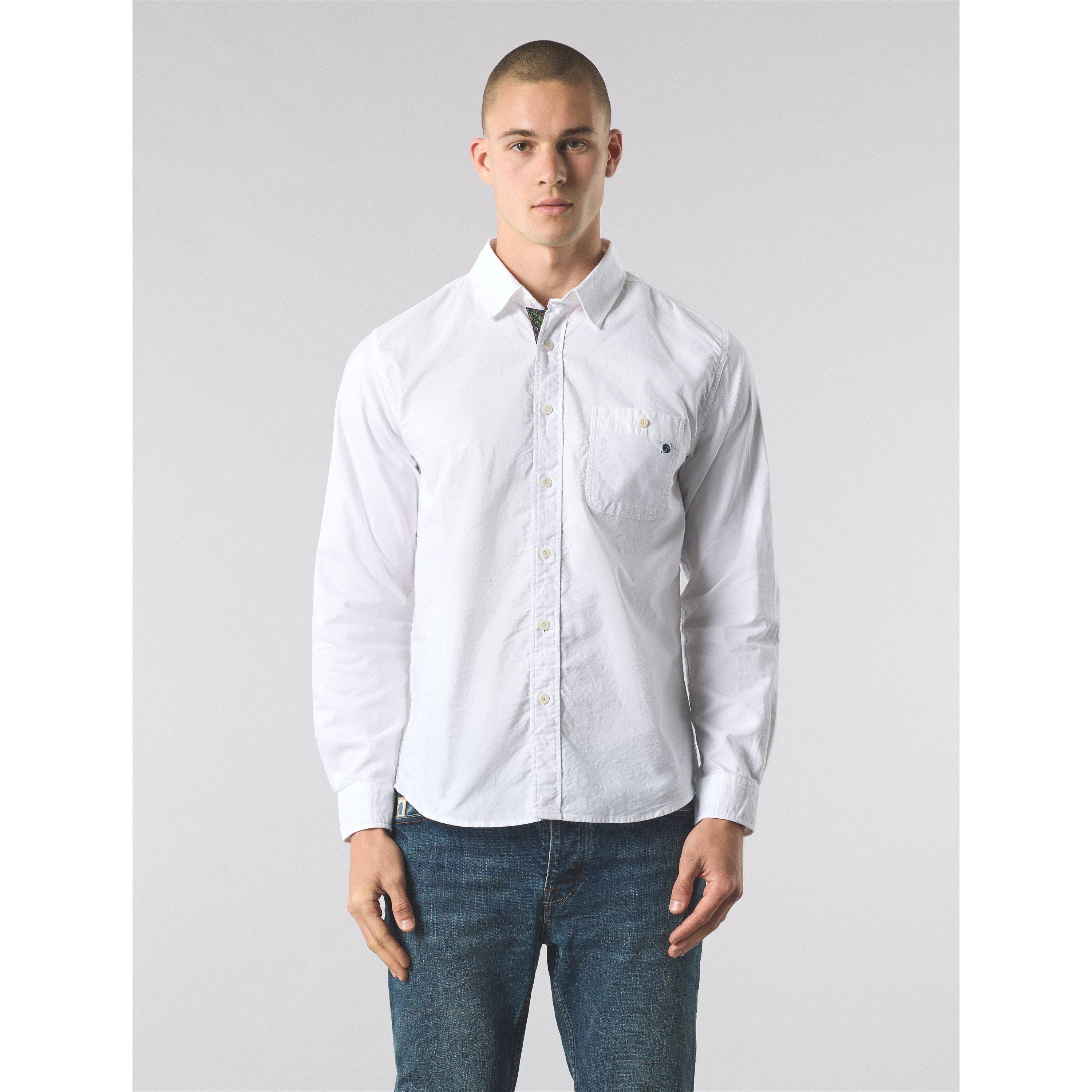 White - Pretty Green - Men's Long-Sleeve Plain Shirt - 2