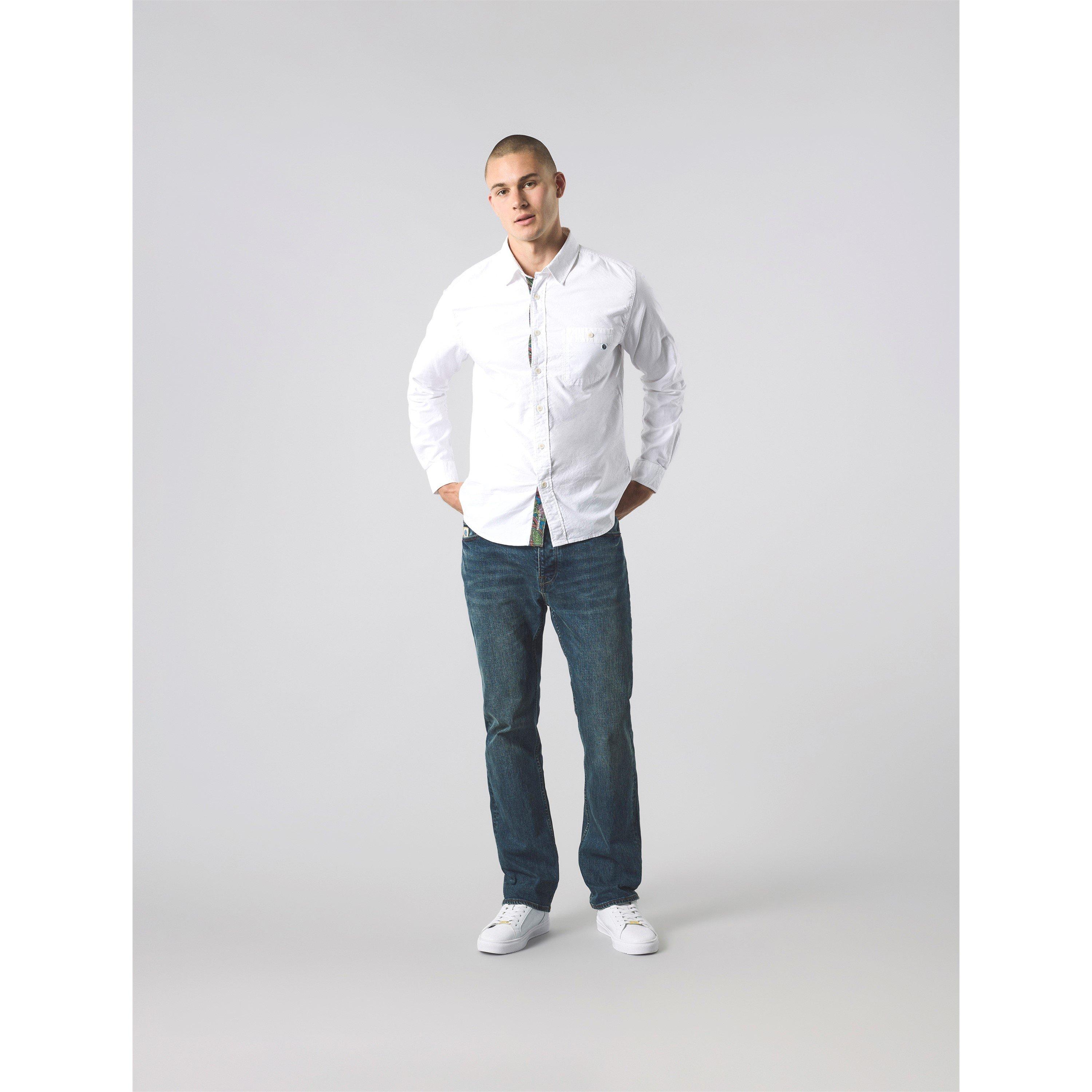 White - Pretty Green - Men's Long-Sleeve Plain Shirt - 4