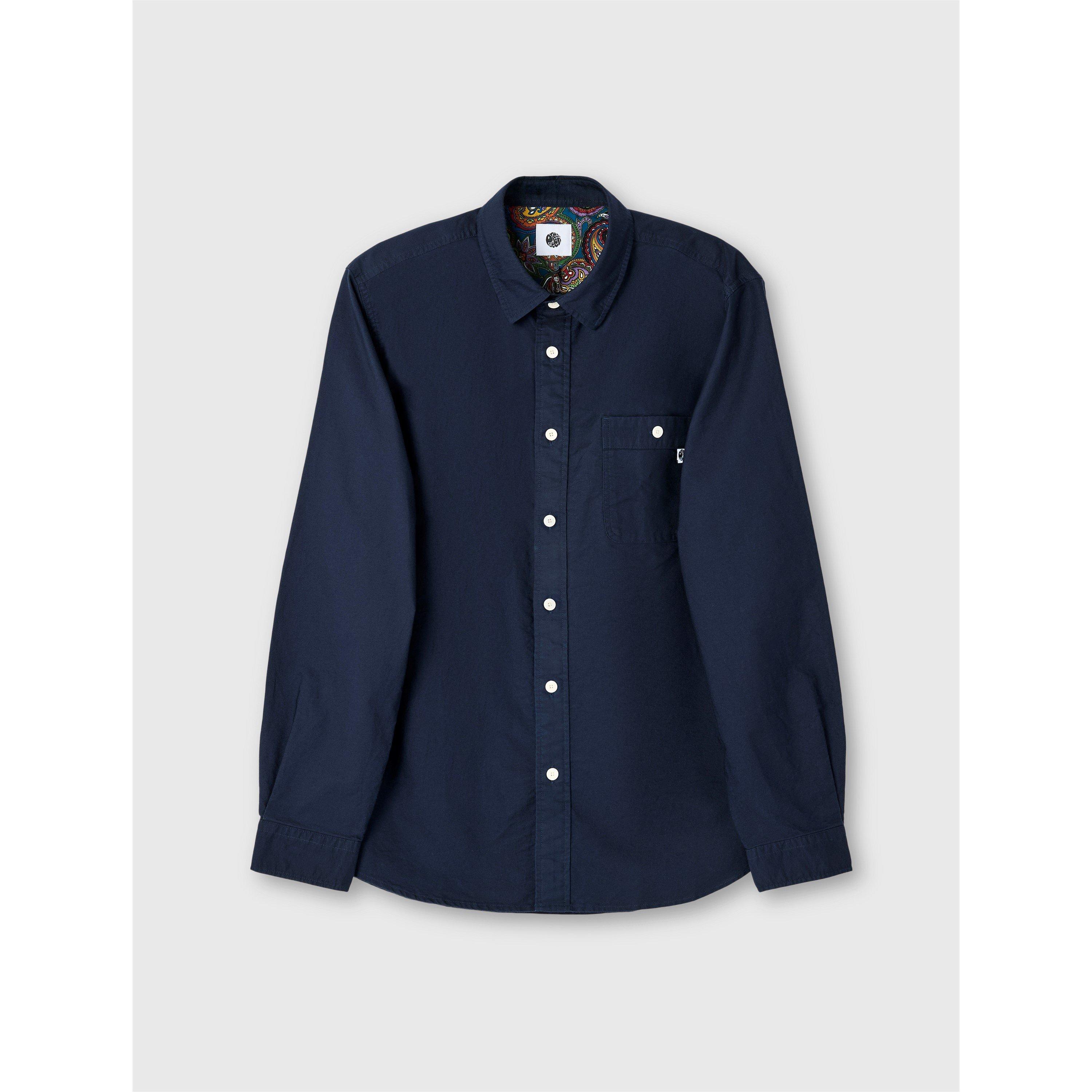 Pretty Green Men's Long-Sleeve Plain Shirt - Navy - Size 2X Large