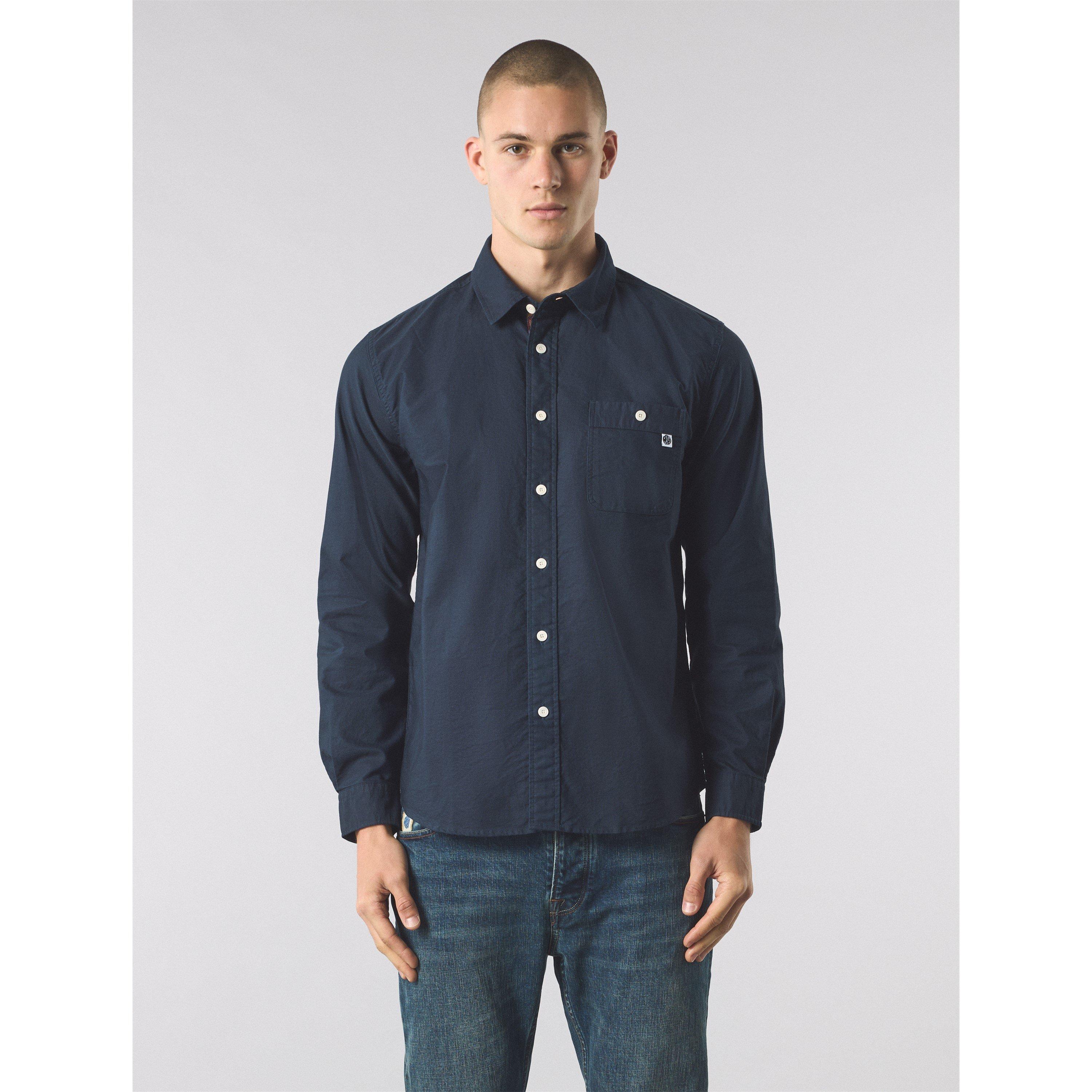 Blu navy - Pretty Green - Men's Long-Sleeve Plain Shirt - 2