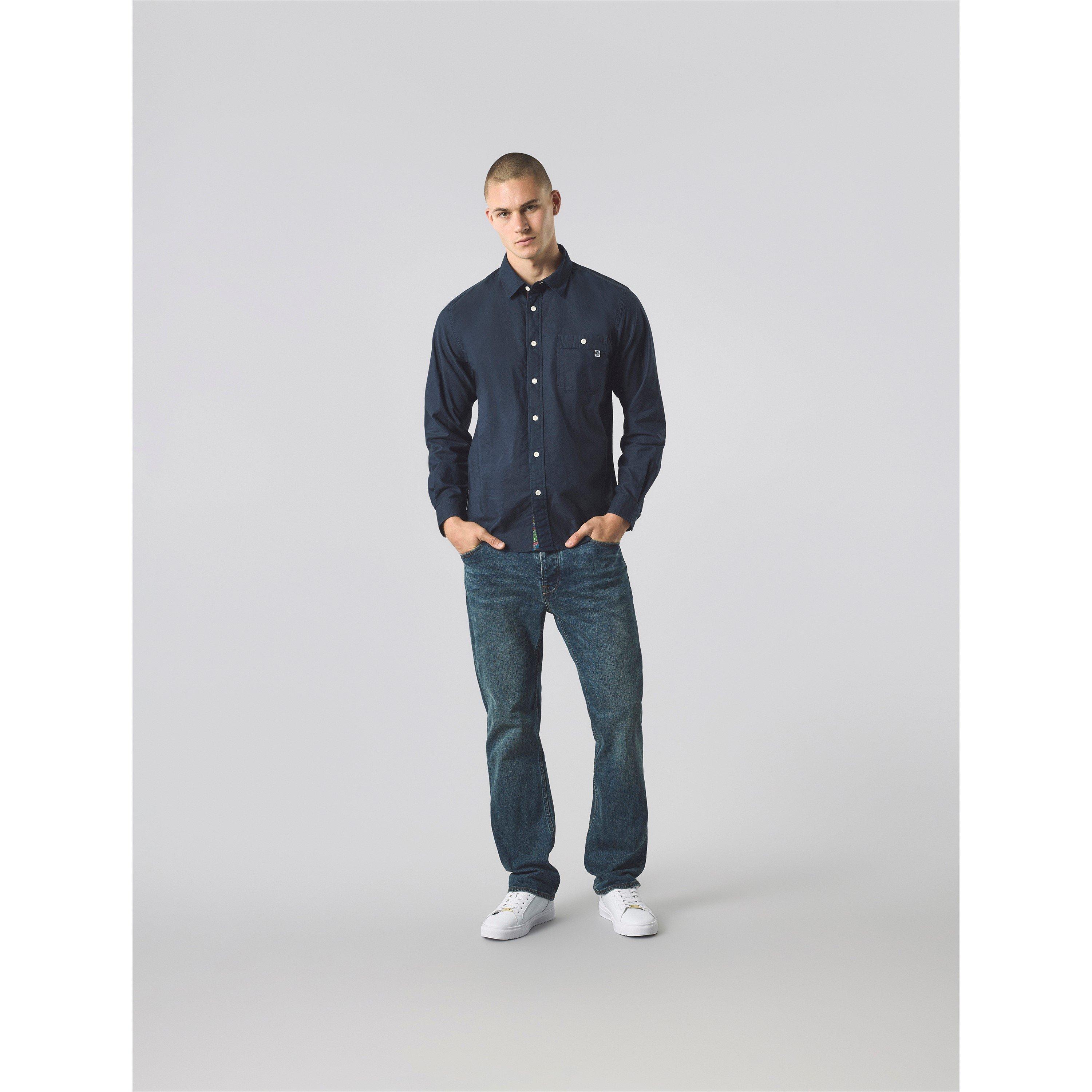 Blu navy - Pretty Green - Men's Long-Sleeve Plain Shirt - 4