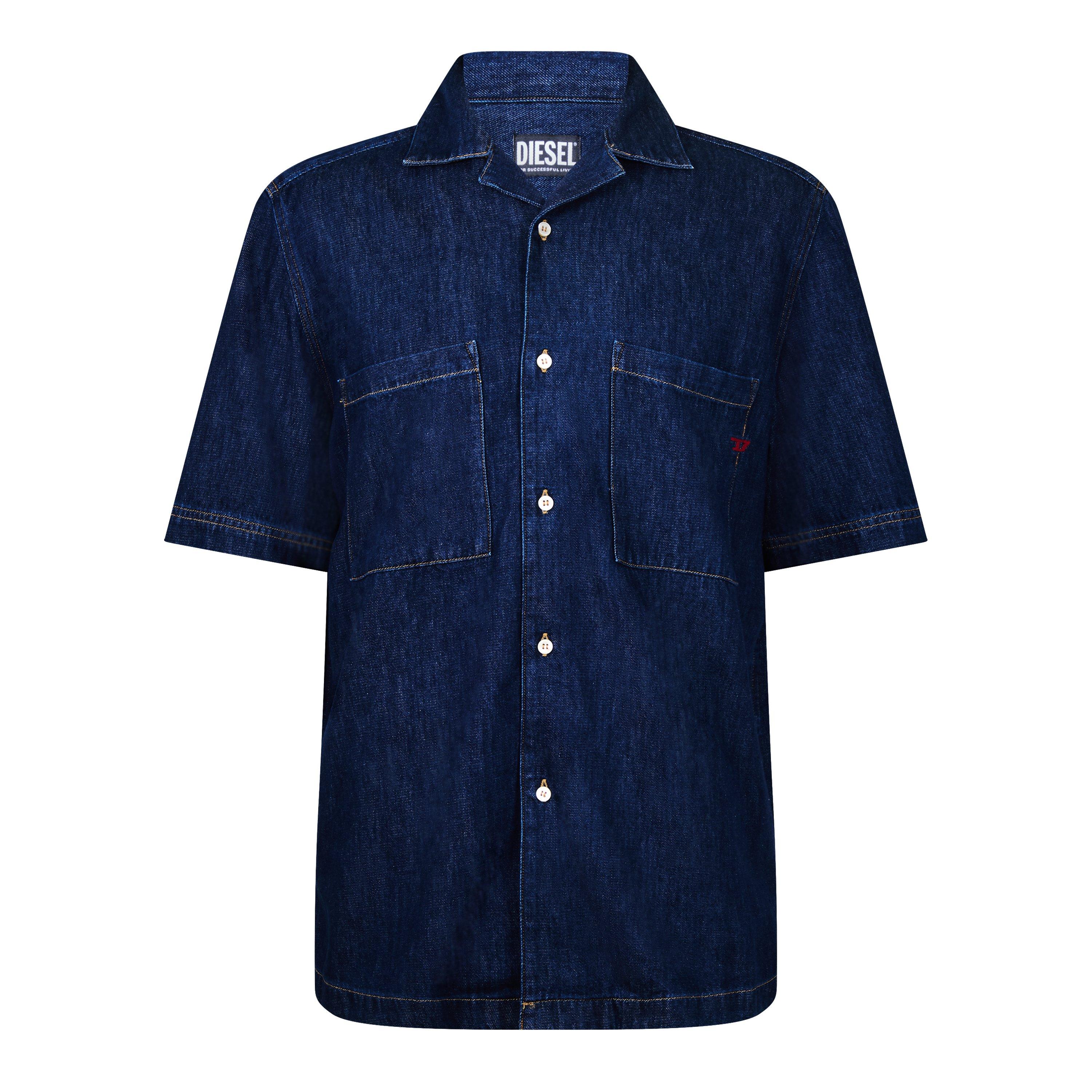 Blue Denim - Diesel - Diesel D-Paroshort Plain Shirt Mens - 1