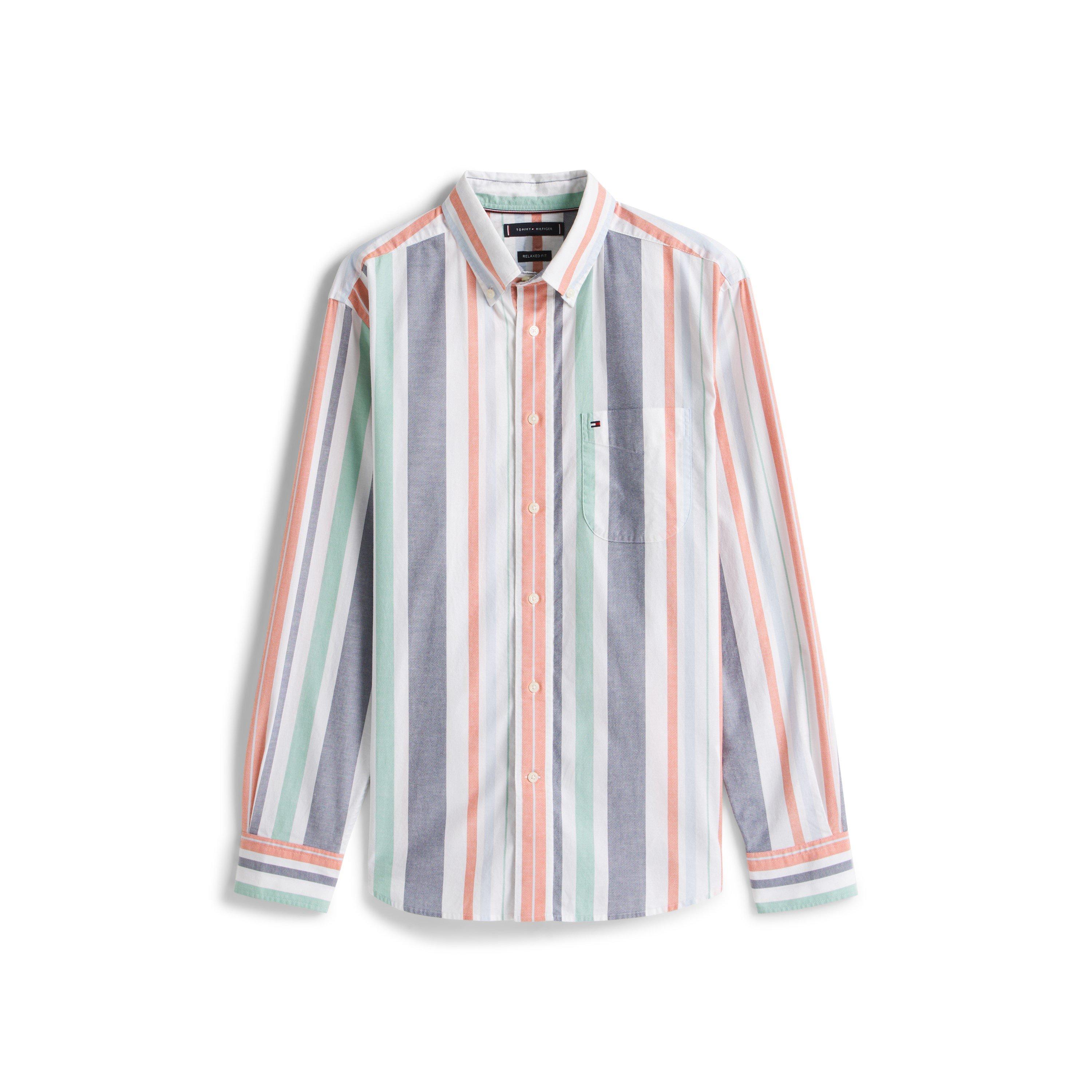 Tommy Hilfiger Men's Regatta Stripe Long Sleeve Shirt - Orange 0DM - L