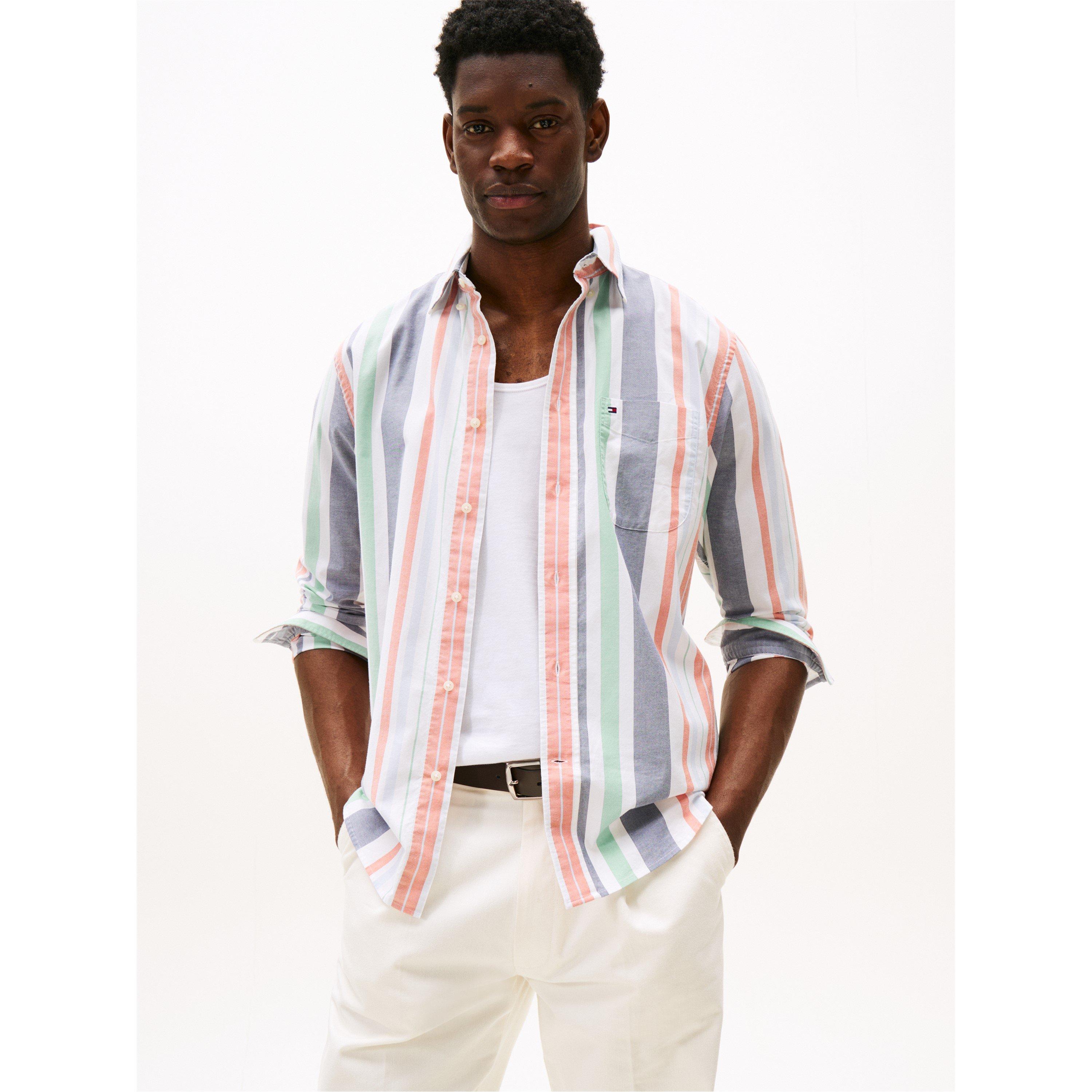 Orange 0DM - Tommy Hilfiger - Men's Regatta Stripe Long-Sleeve Patterned Shirt - 2