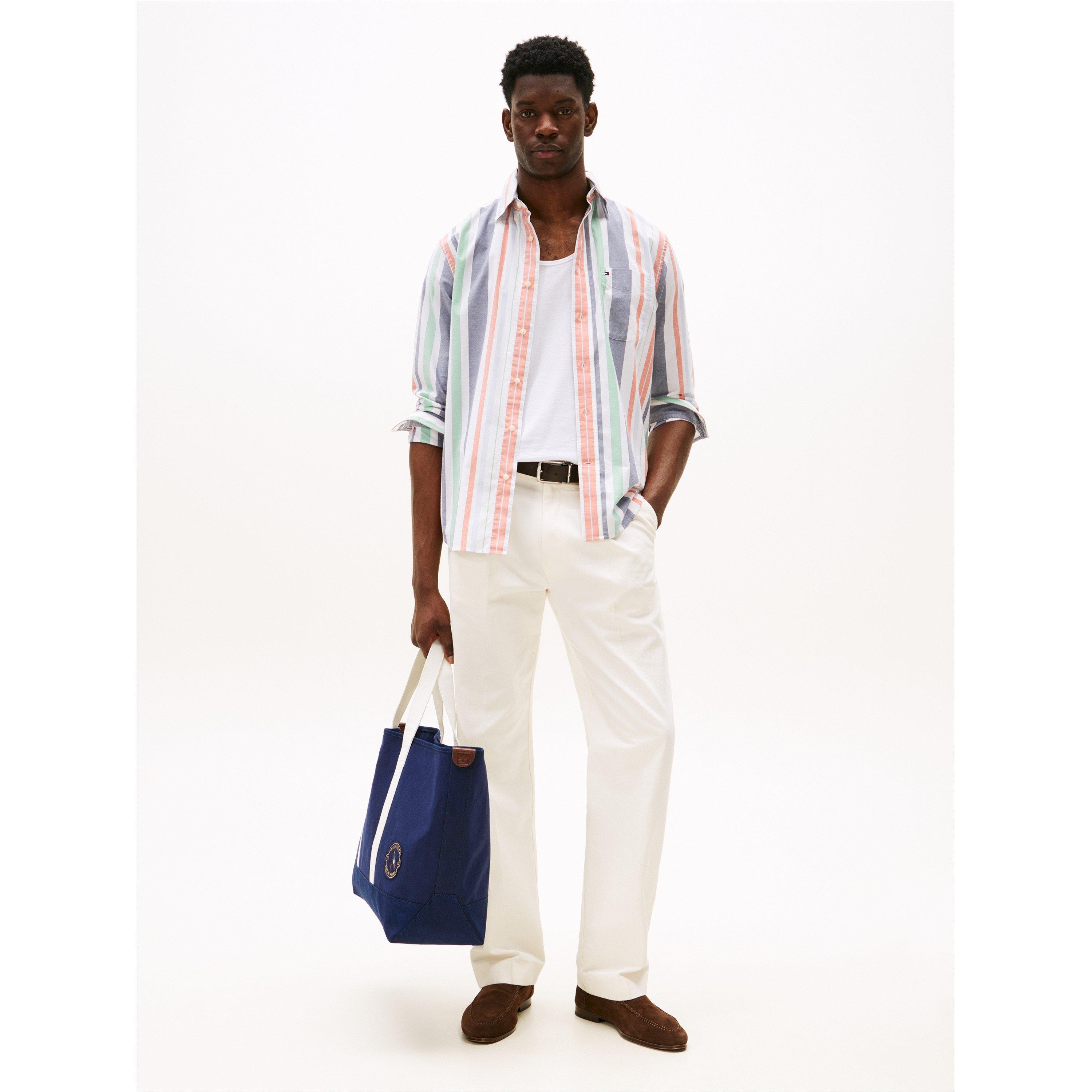 Orange 0DM - Tommy Hilfiger - Men's Regatta Stripe Long-Sleeve Patterned Shirt - 3