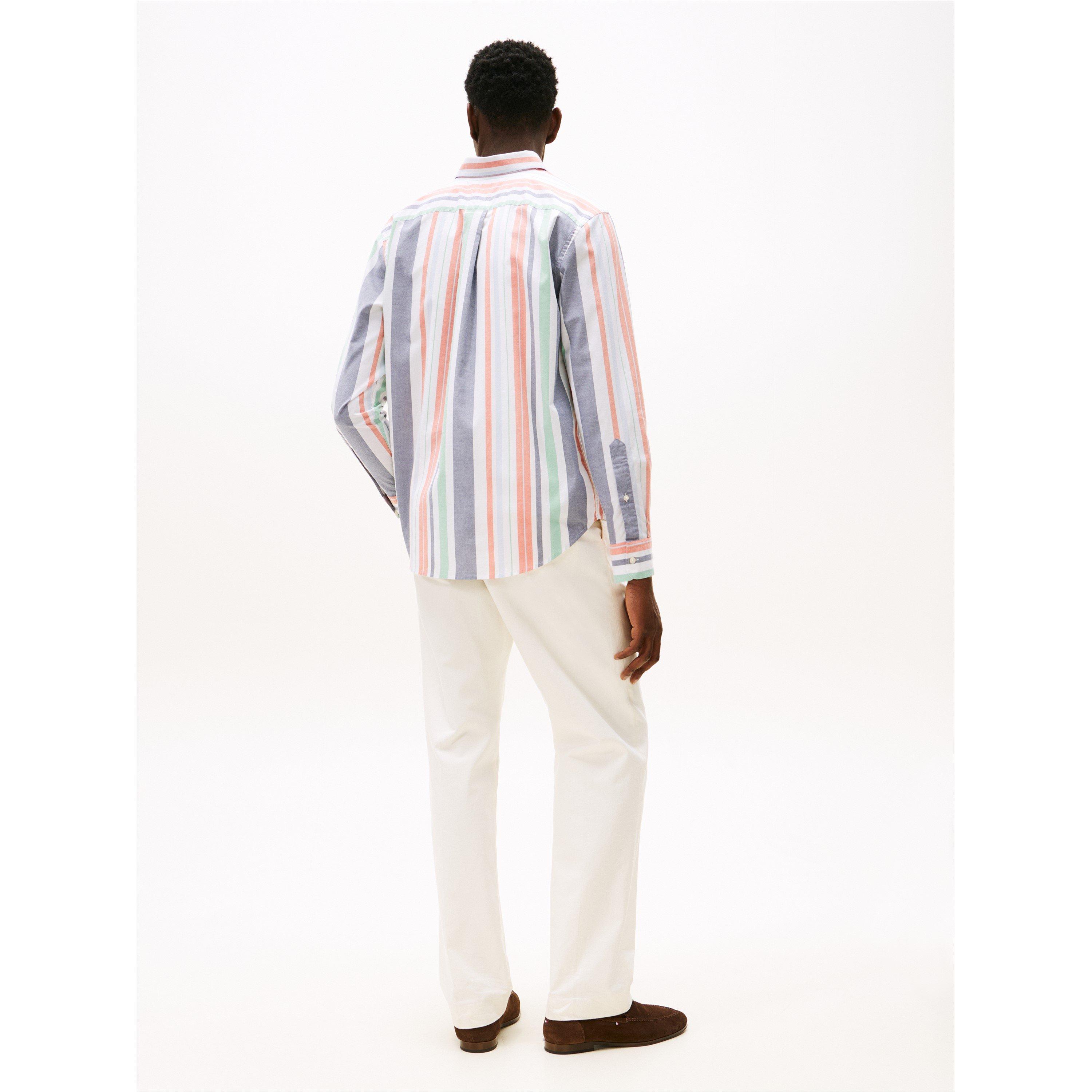 Orange 0DM - Tommy Hilfiger - Men's Regatta Stripe Long-Sleeve Patterned Shirt - 4