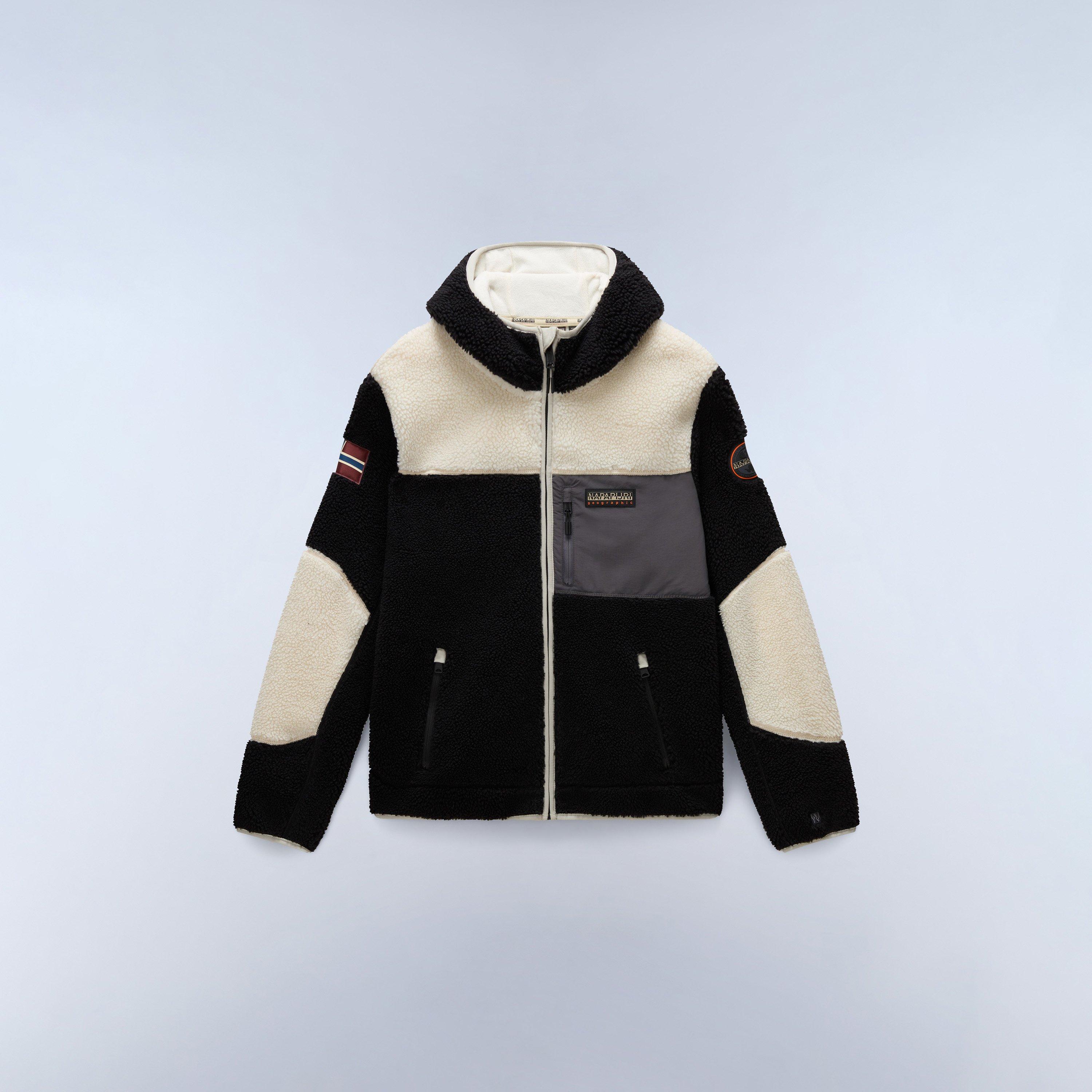 Napapijri Men's Yupik Full Zip Fleece Hoodie - Black/Beige - XL