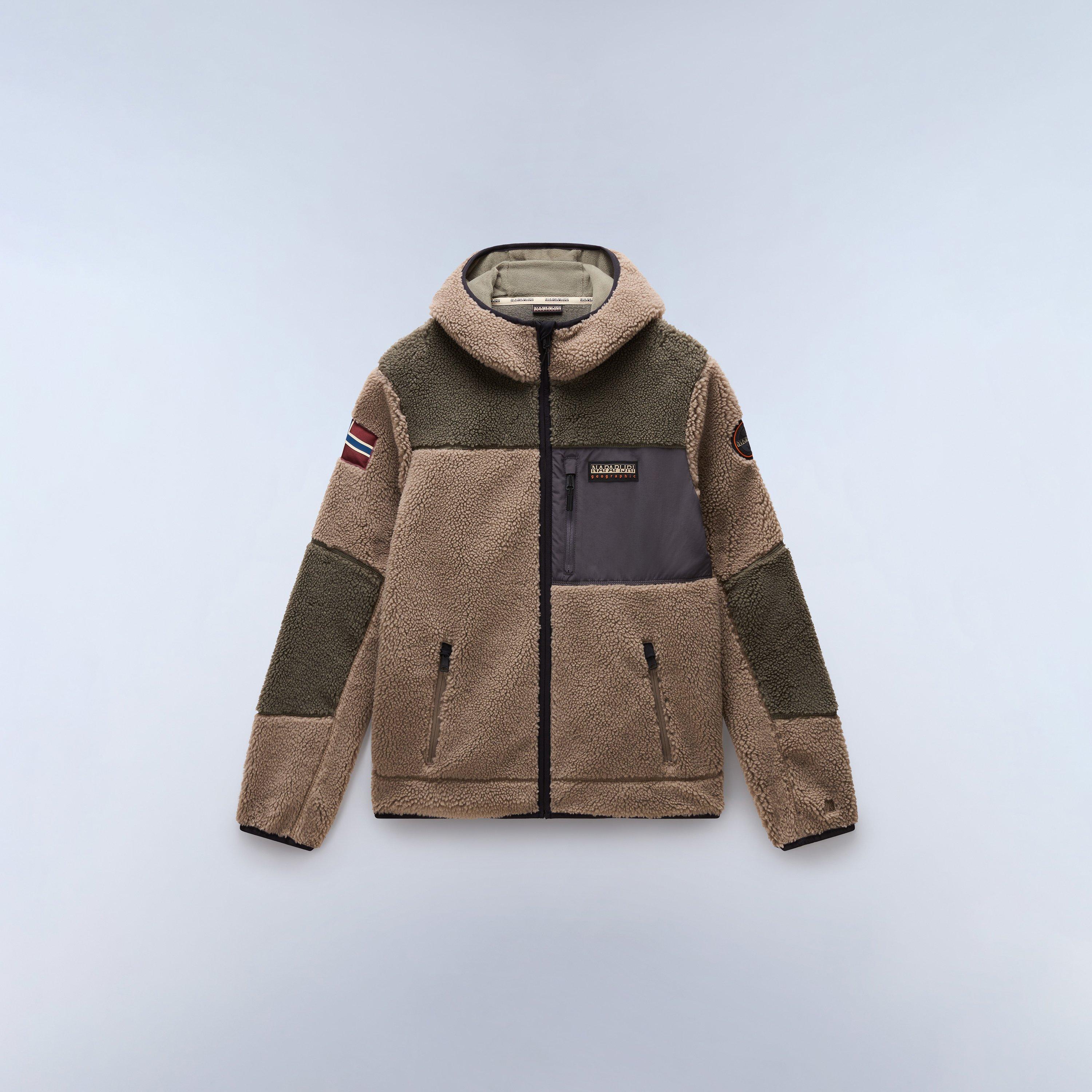 Napapijri Men's Yupik Full Zip Fleece Hoodie - Beige/Green - S